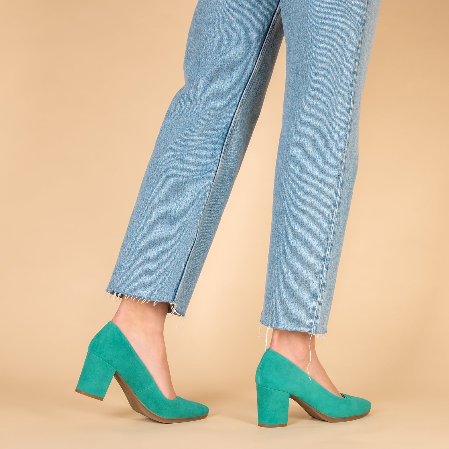 URBAN S - Chaussures à talon moyen en daim TURQUOISE