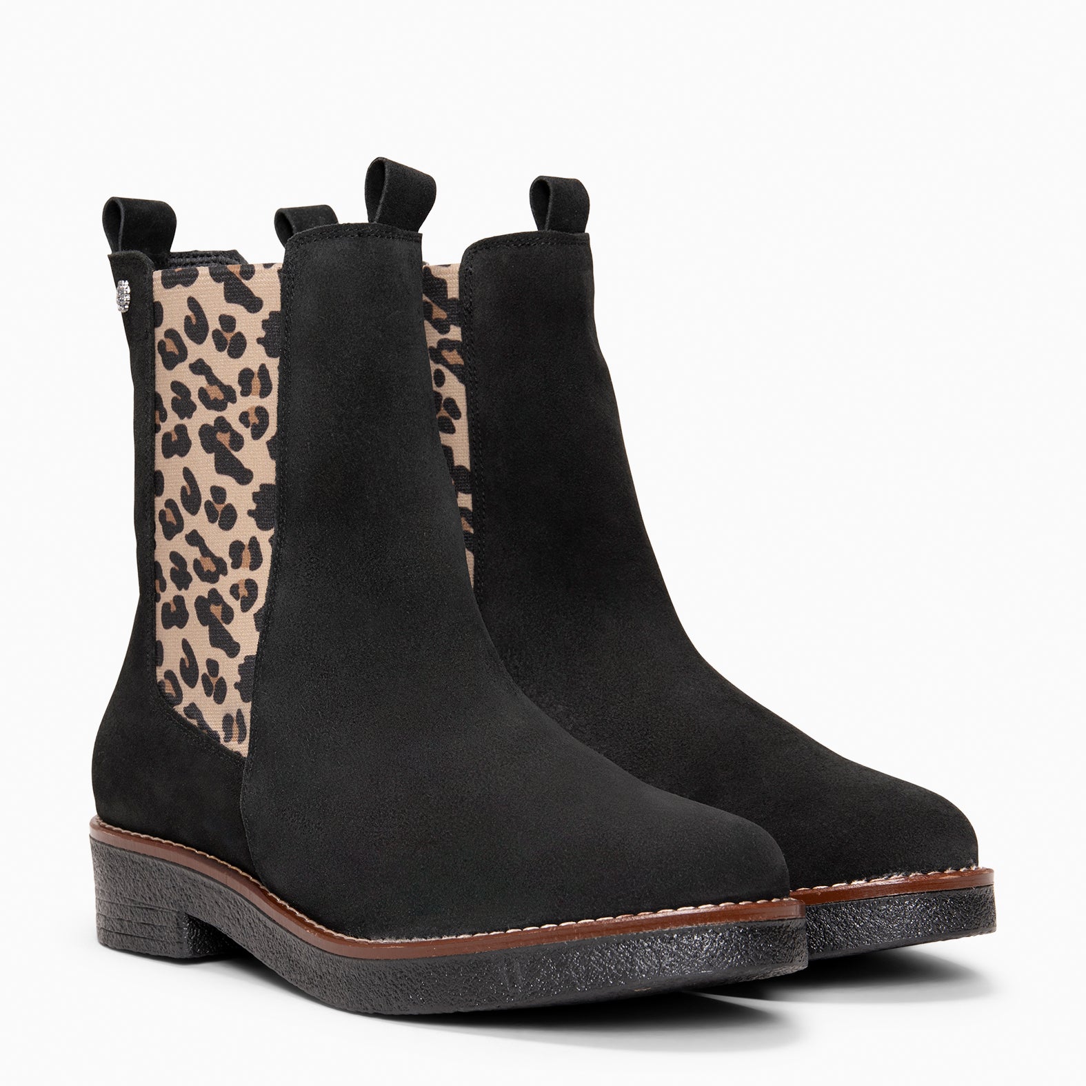 PORTLAND – Botines Chelsea de piel NEGRO LEOPARDO