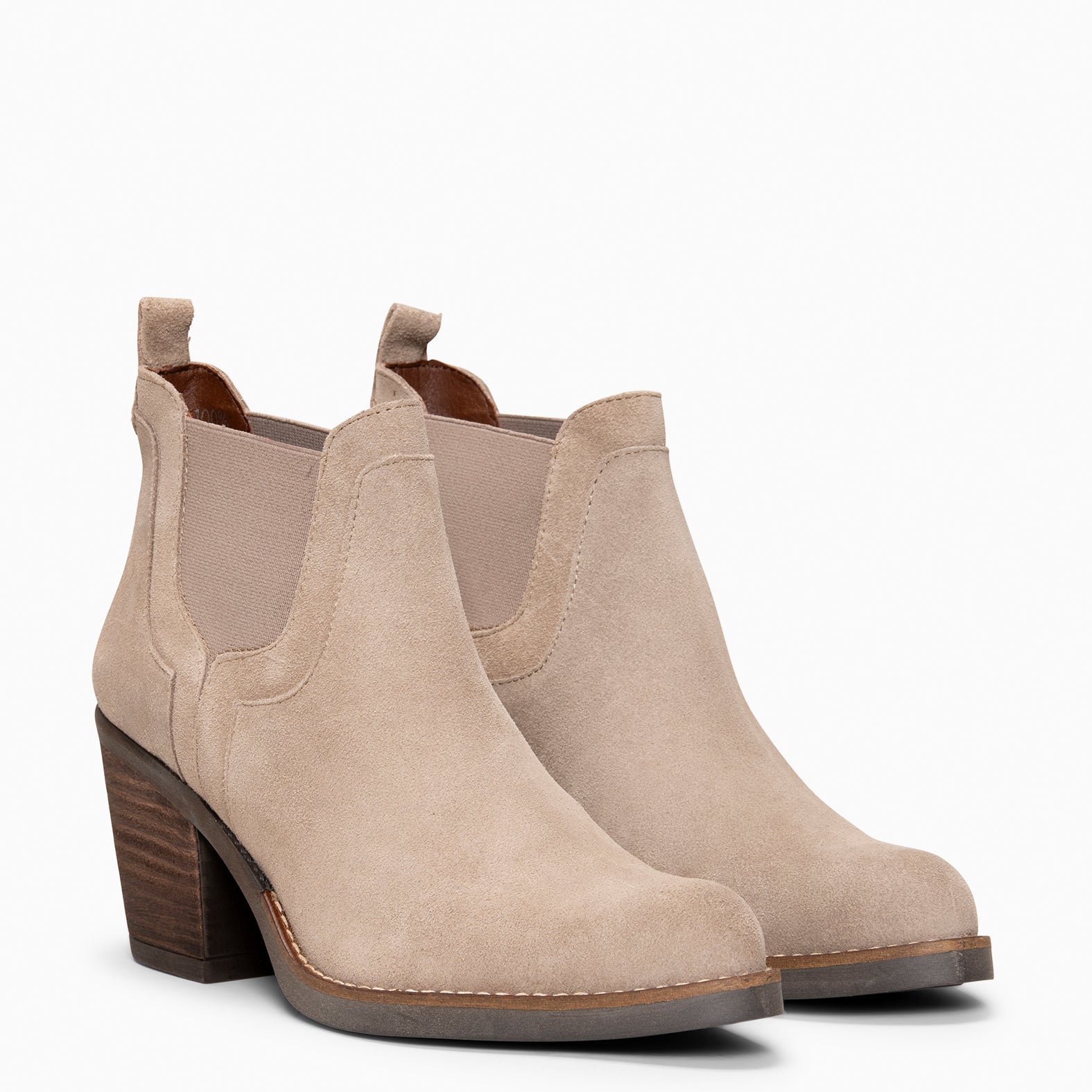 CASSIDY - Botines de tacón alto tipo Chelsea BEIGE