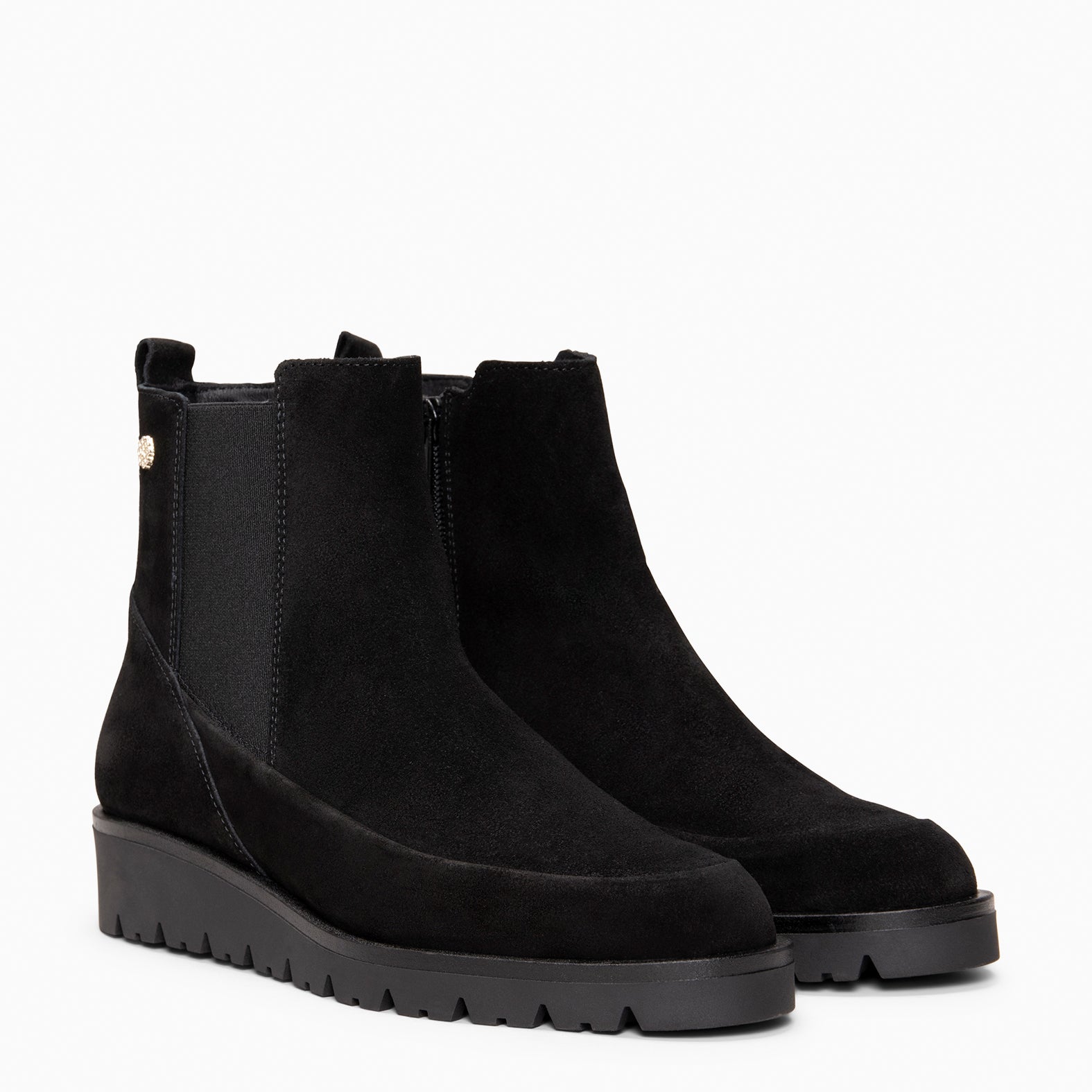 BRISTOL - Botines de ante con cuña NEGRO