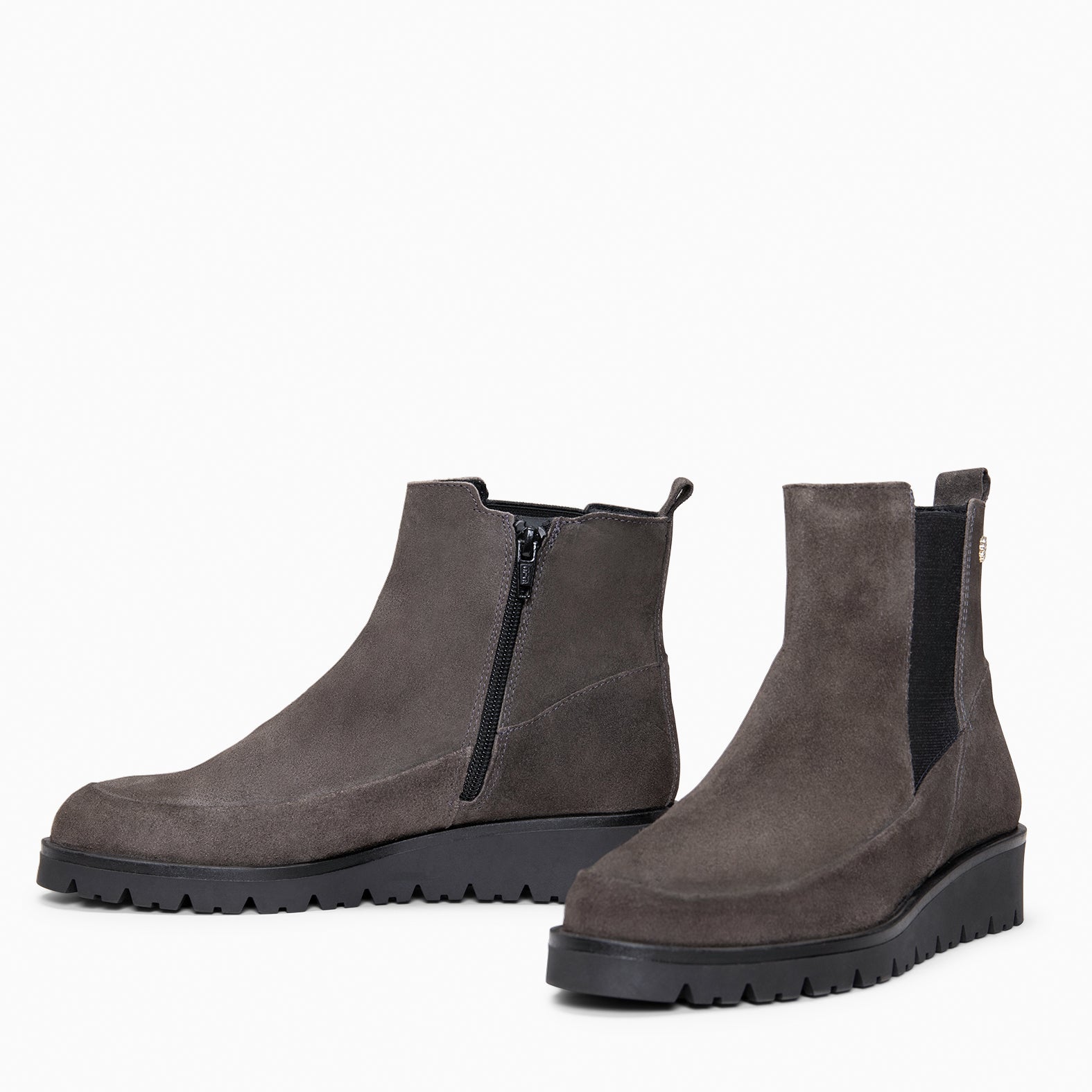 BRISTOL - Botines de ante con cuña GRIS