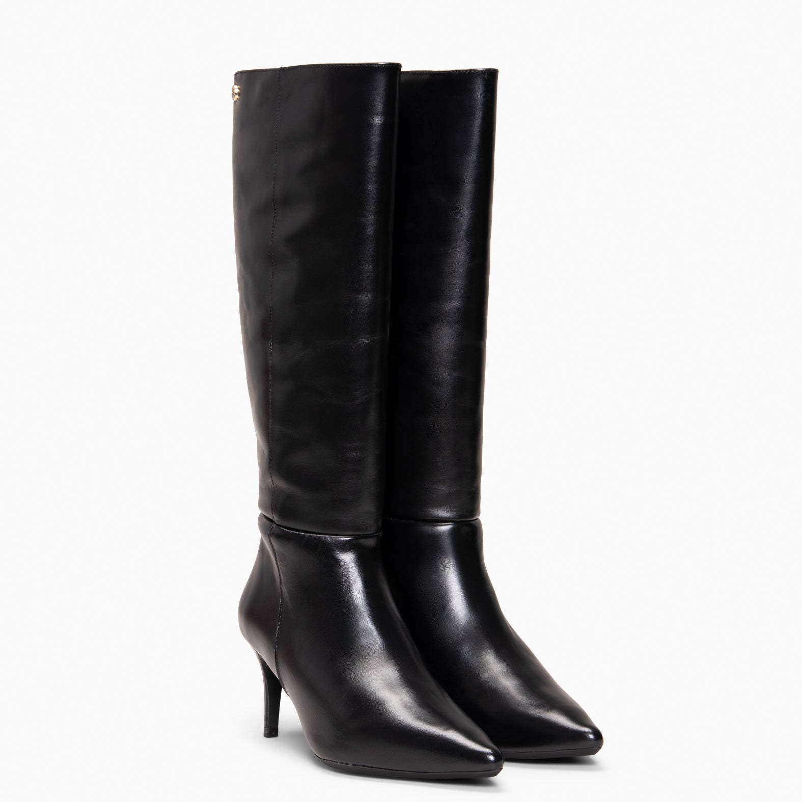 MANHATTAN - Botas de piel con tacón fino NEGRO