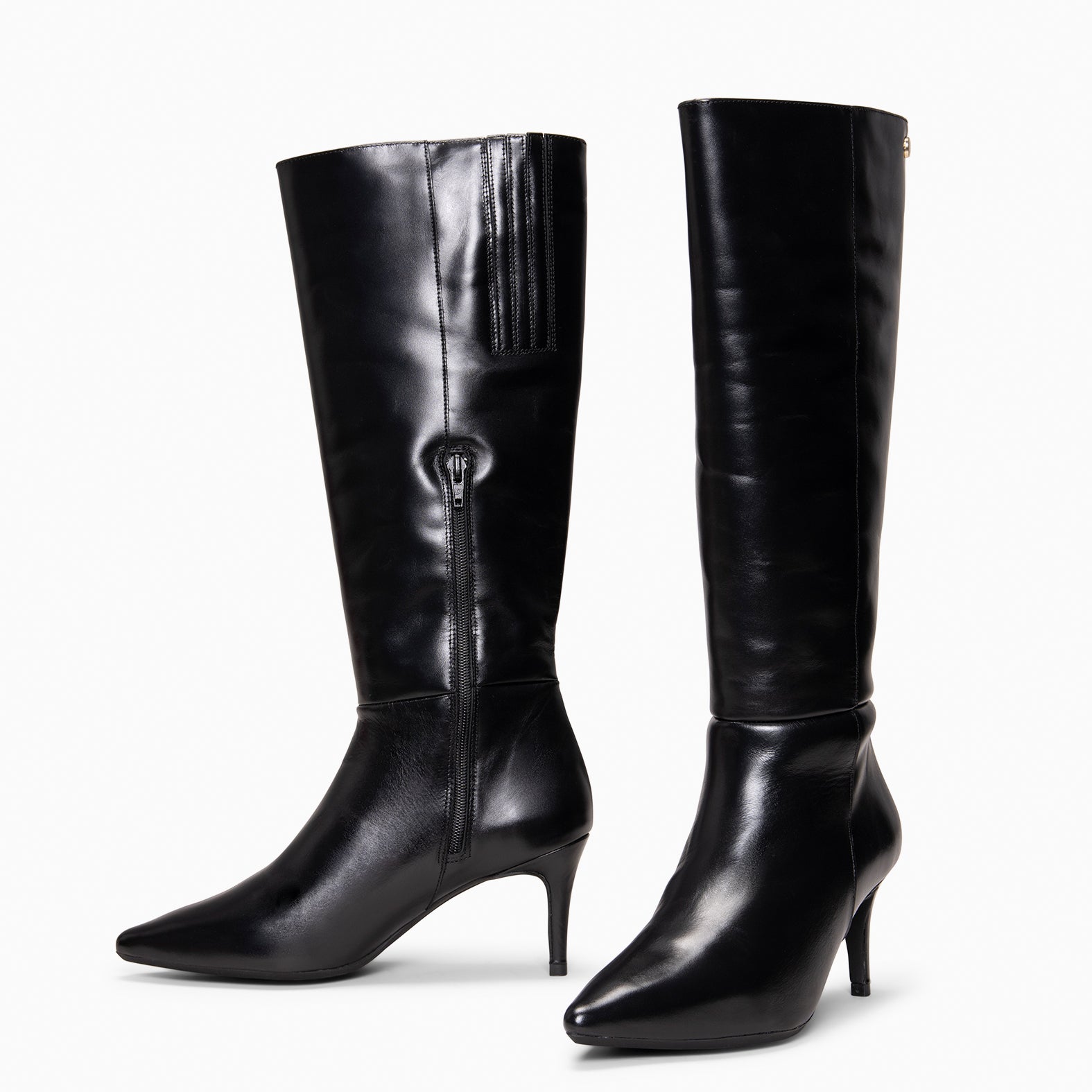 MANHATTAN - Botas de piel con tacón fino NEGRO