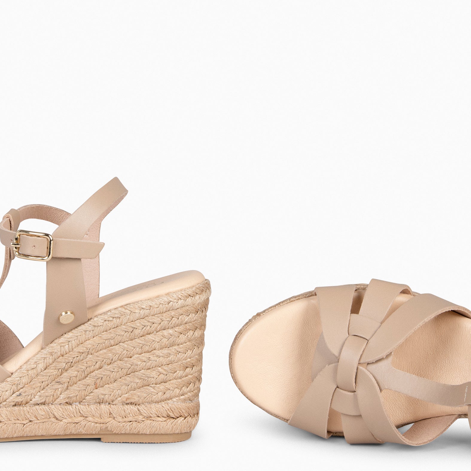 VALERIA – Espadrilles avec lanières en cuir NUDE