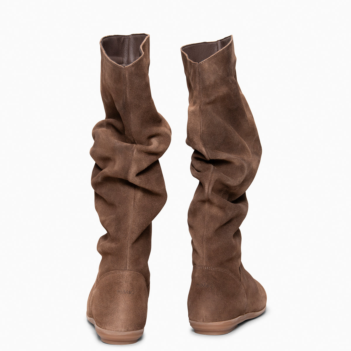 FIONA - Bottes plissées en daim TAUPE