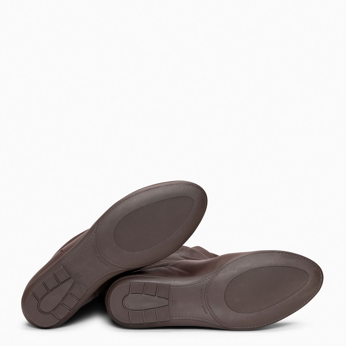 FIONA - Bottes plissées en cuir MARRON
