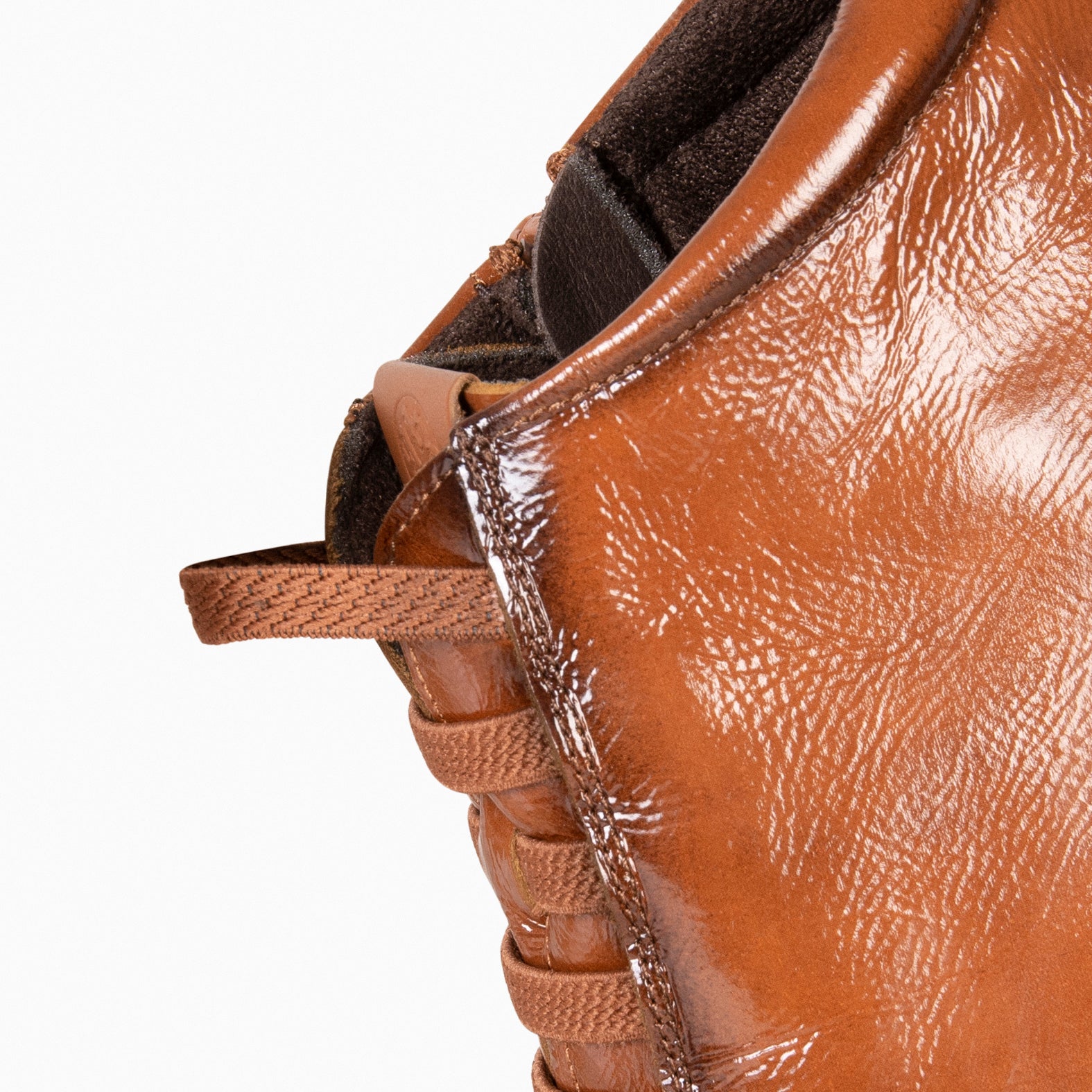 FLEXY - BROWN patent leather ankle-sneakers