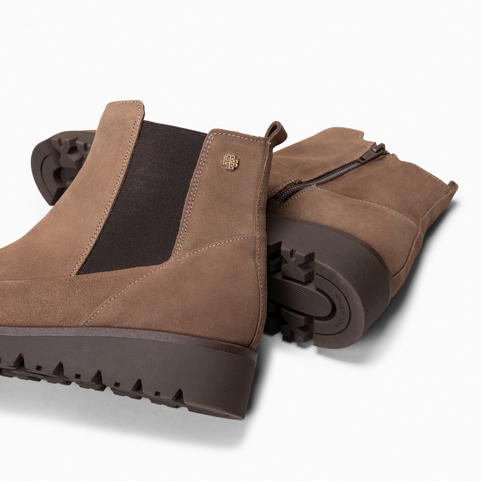 BRISTOL - TAUPE suede ankle boots with a small wedge