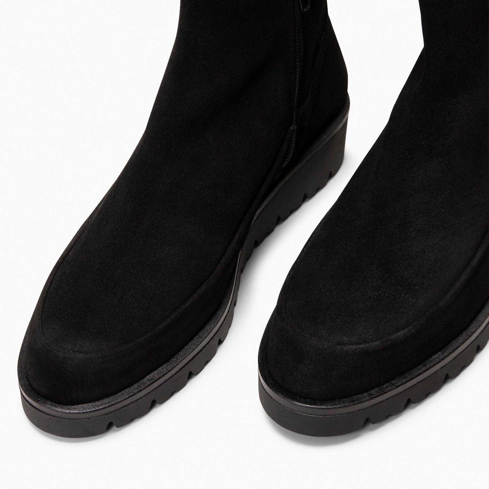 BRISTOL - Bottines à petit talon compensé en daim NOIR