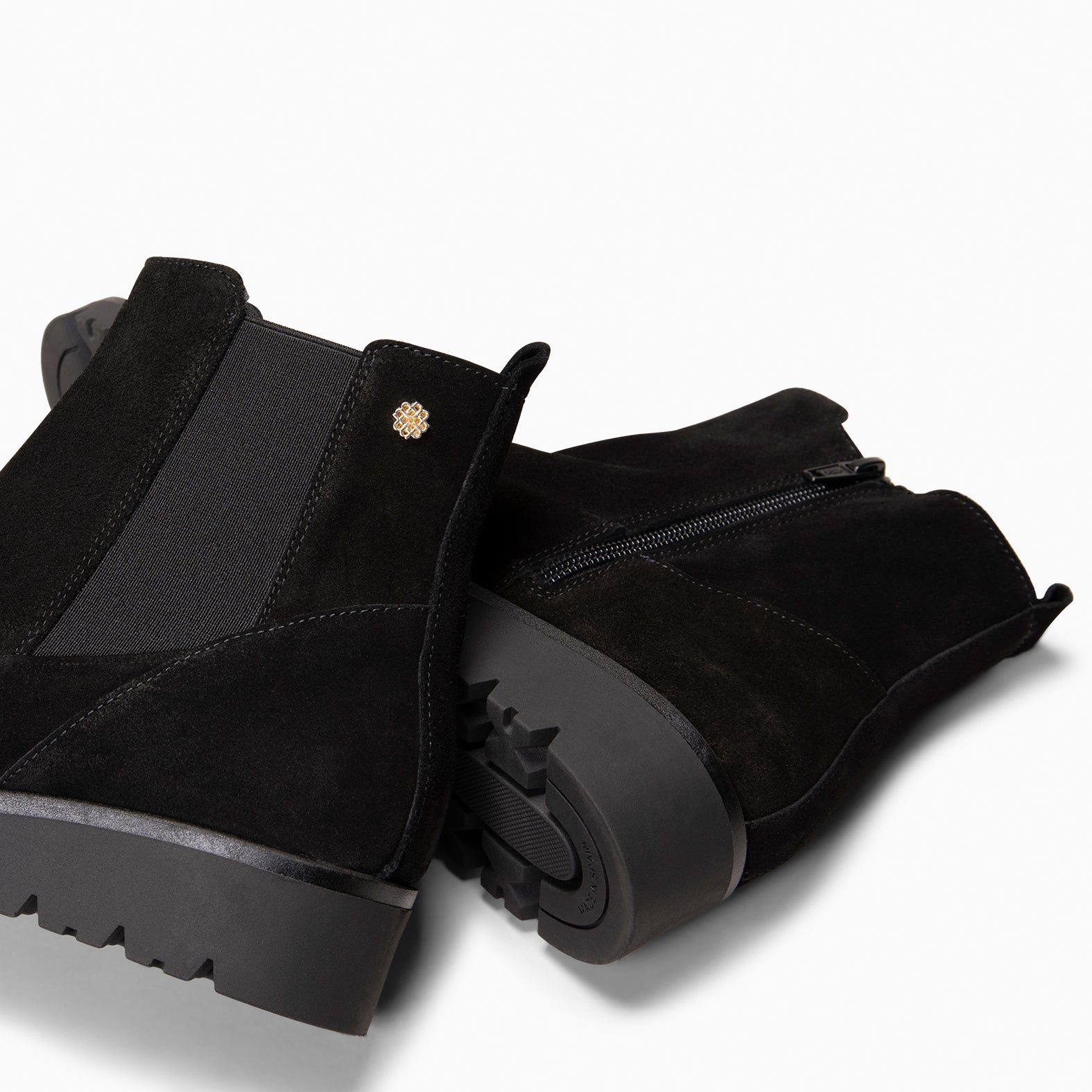 BRISTOL - Bottines à petit talon compensé en daim NOIR