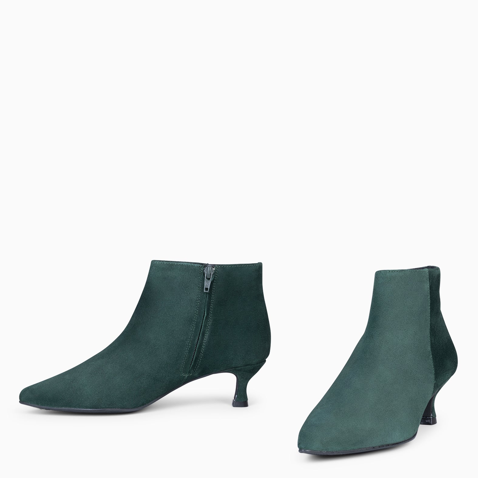 ROYAL - Botines tacón bajo VERDE serraje