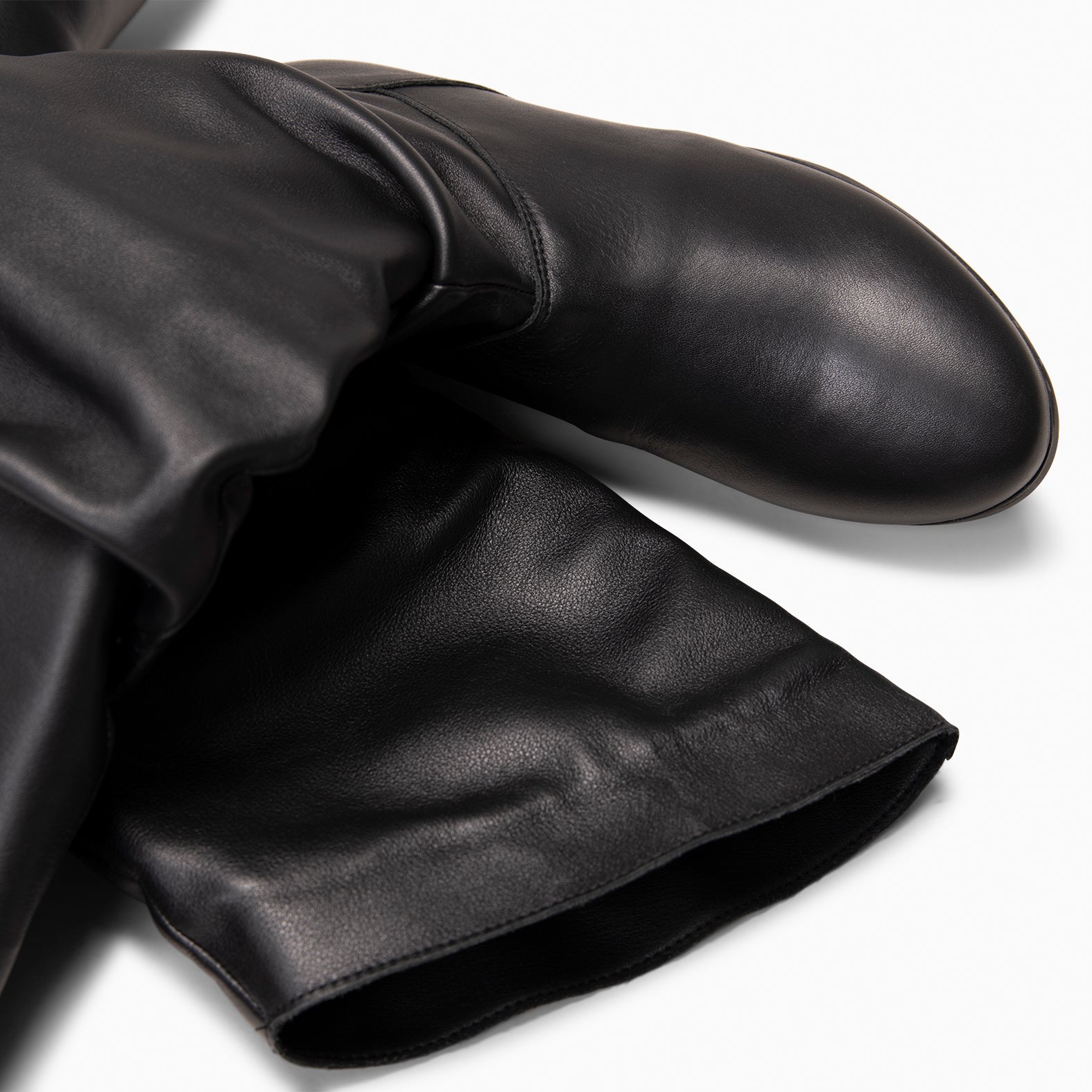 FIONA - Botas arrugadas de piel NEGRO