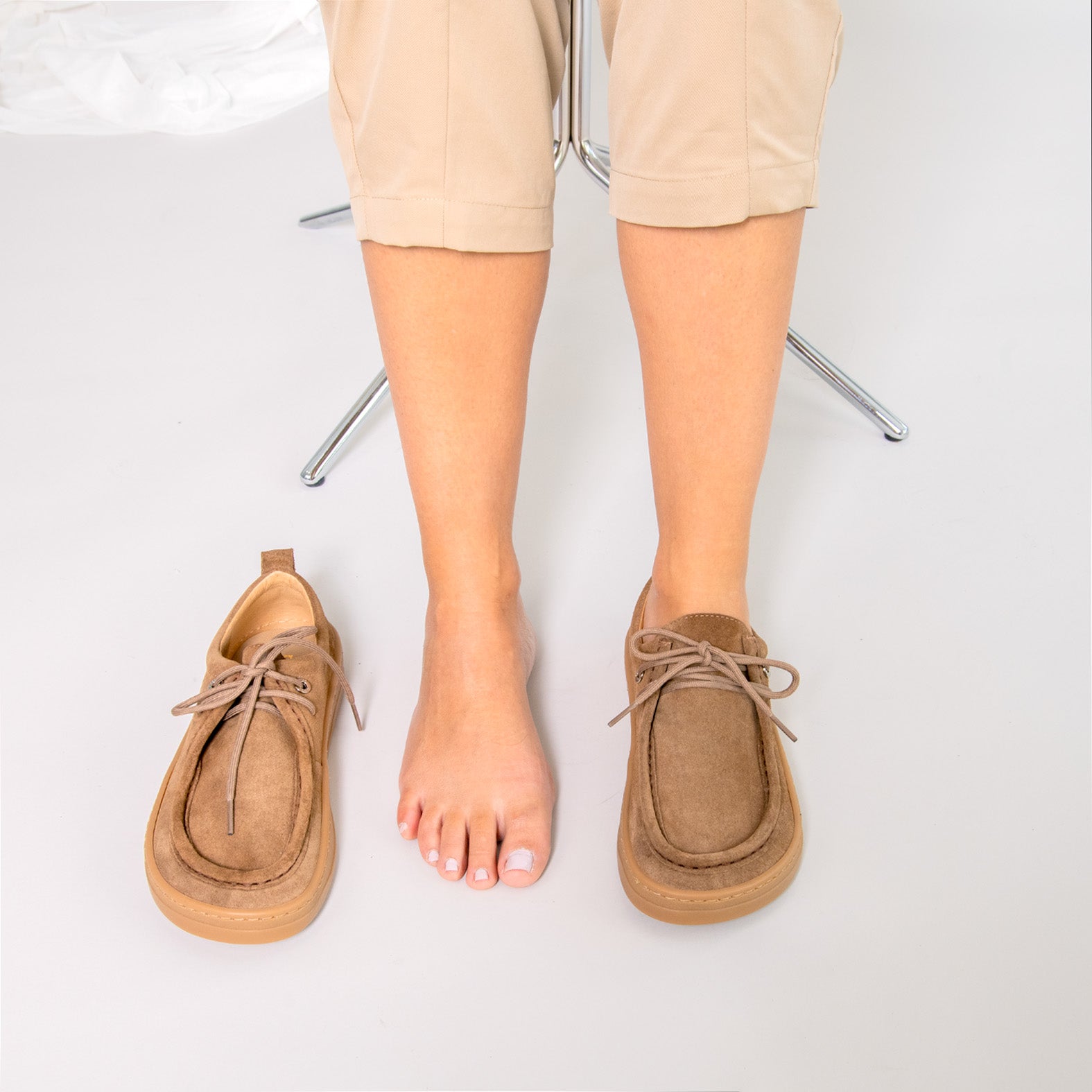 NIMBO - TAUPE Baresoft lace-up loafers