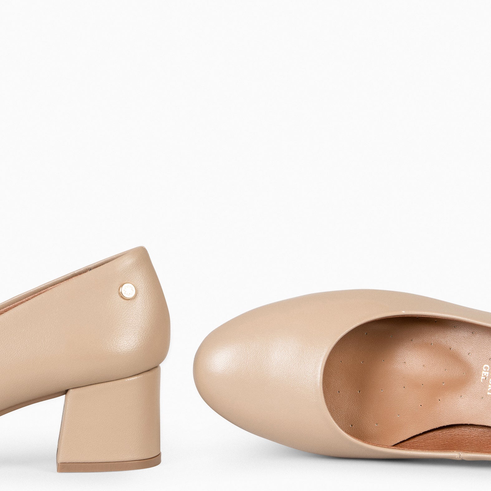 URBAN REDONDO SALÓN – Zapatos de tacón bajo de napa BEIGE - miMaO ®