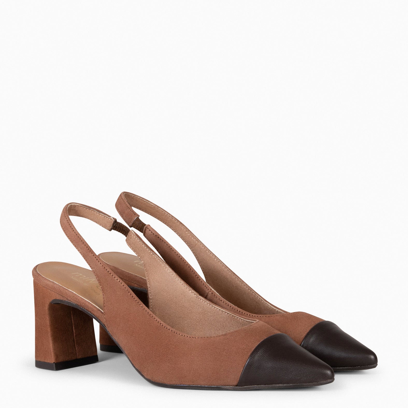 DIANA - Slingbacks à talon et bride élastique MARRON