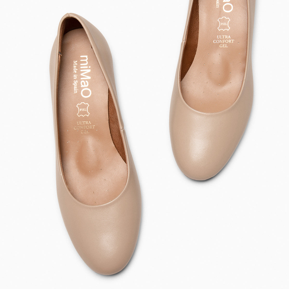 URBAN REDONDO SALÓN – Zapatos de tacón bajo de napa BEIGE - miMaO ®