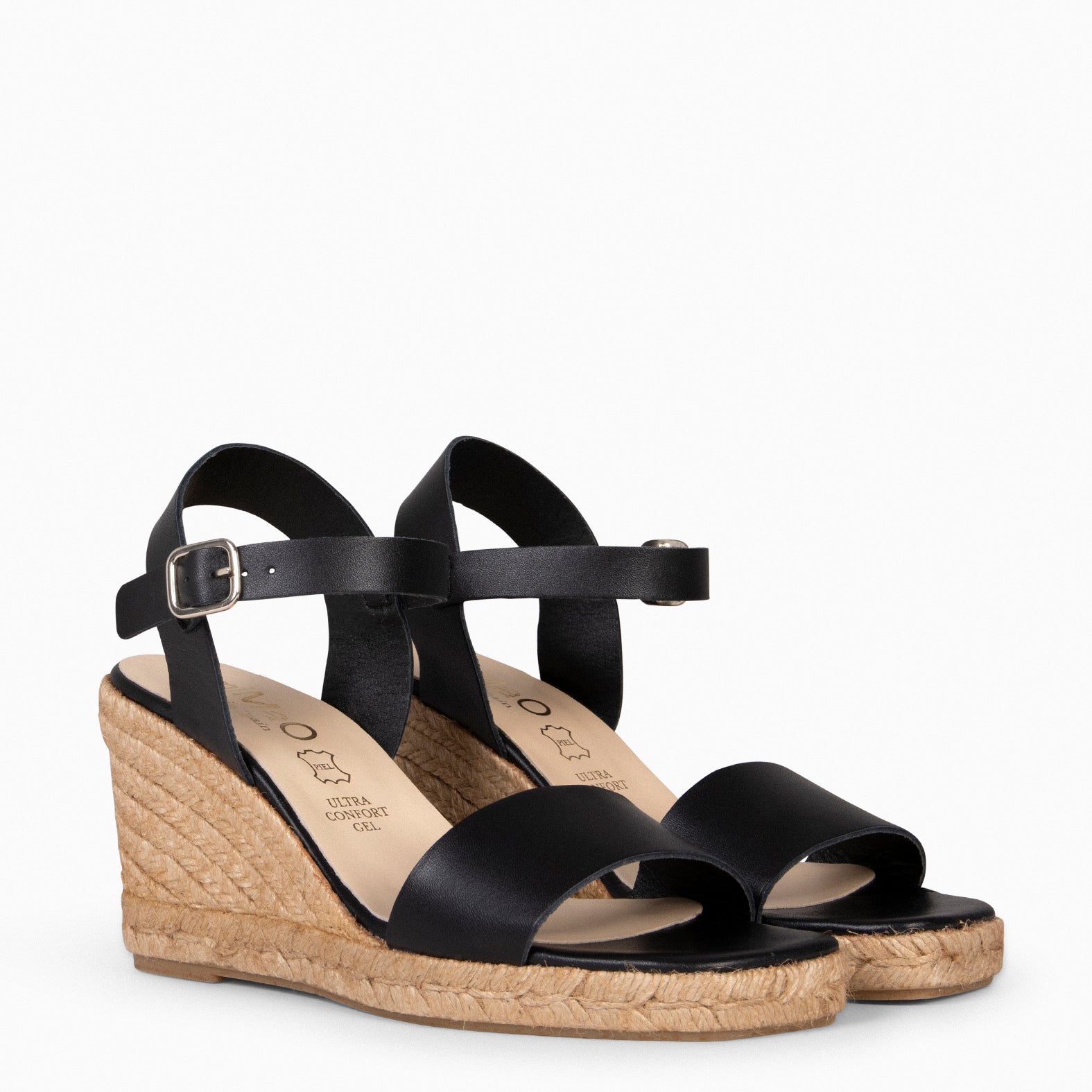 PALAMOS – BLACK High Wedge Espadrilles