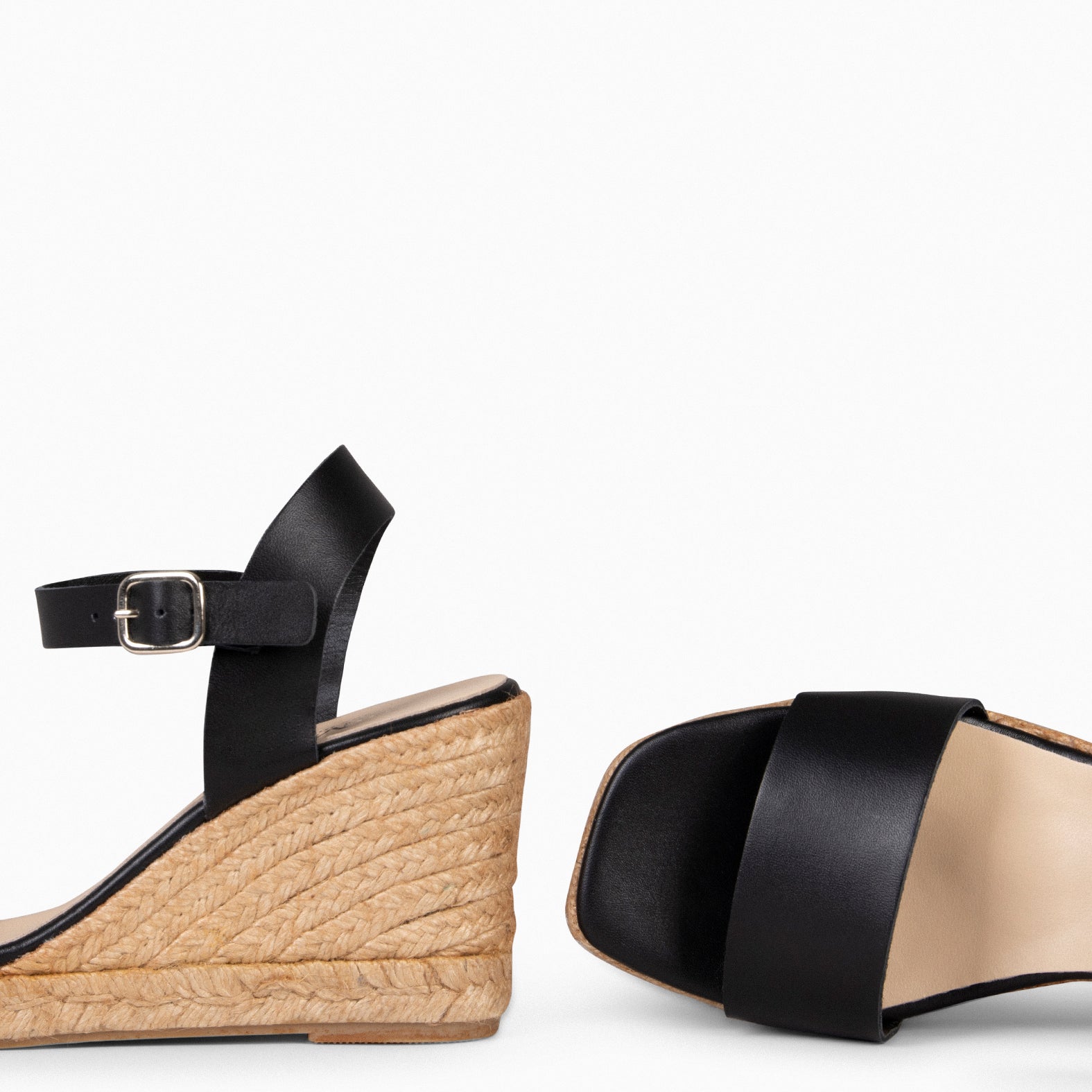 PALAMOS – BLACK High Wedge Espadrilles