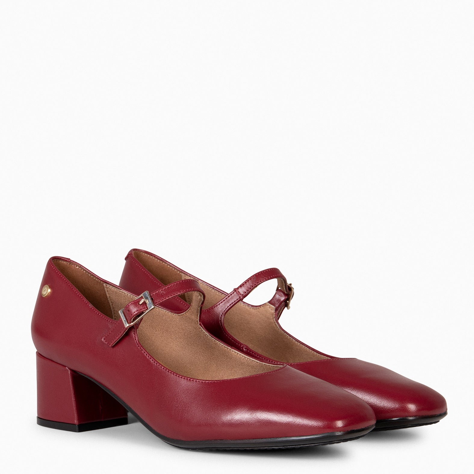 BELLA - Burgundy suede leather mary-jane