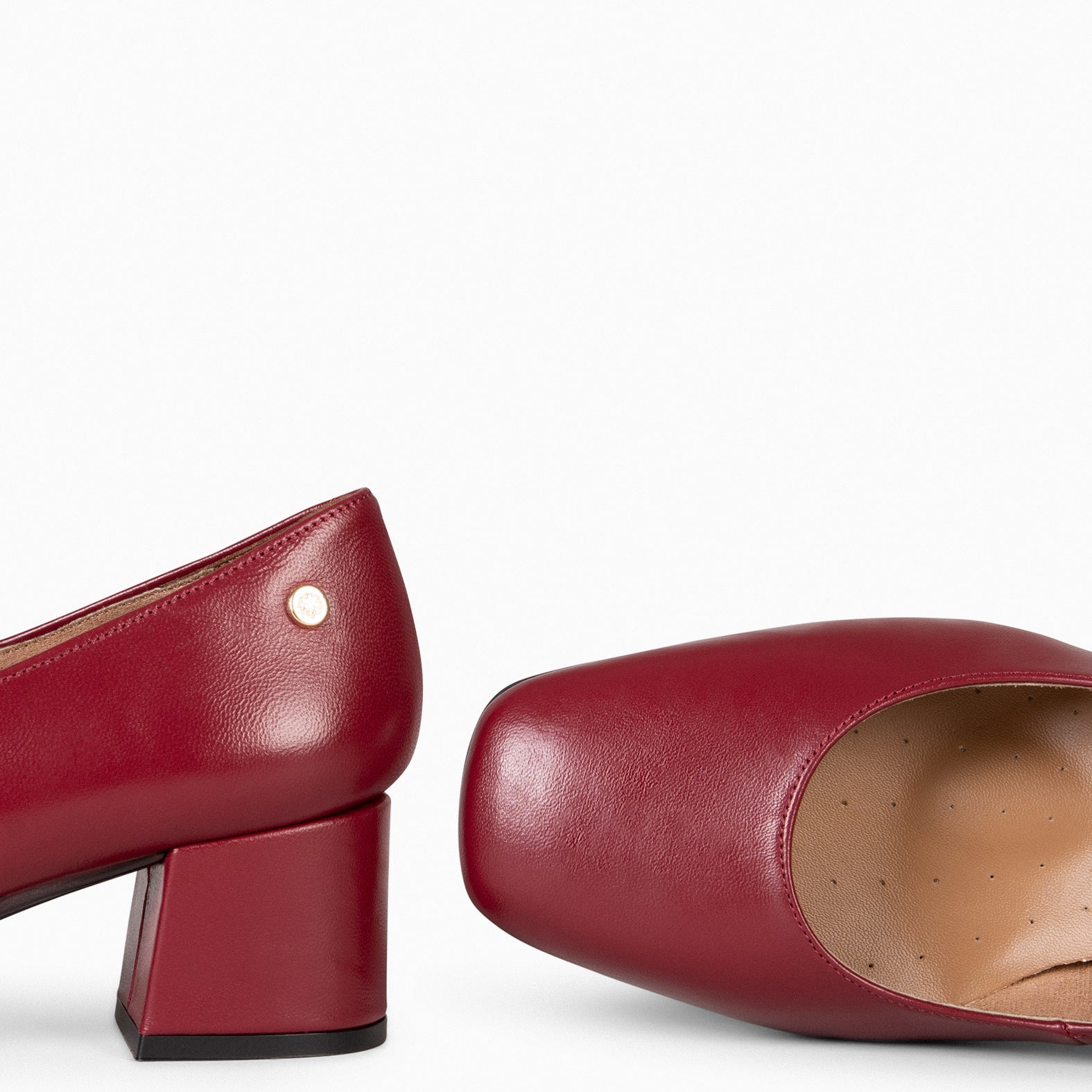 BELLA - Burgundy suede leather mary-jane