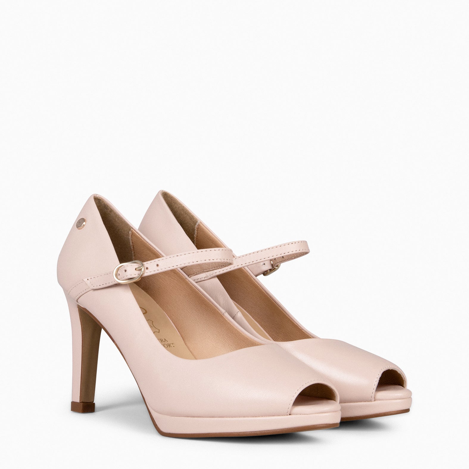 CASSIS - Zapato Peep Toe con correa NUDE