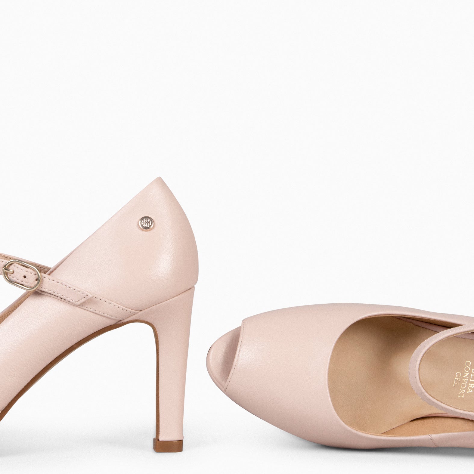 CASSIS – Escarpins à bout ouvert et boucle NUDE