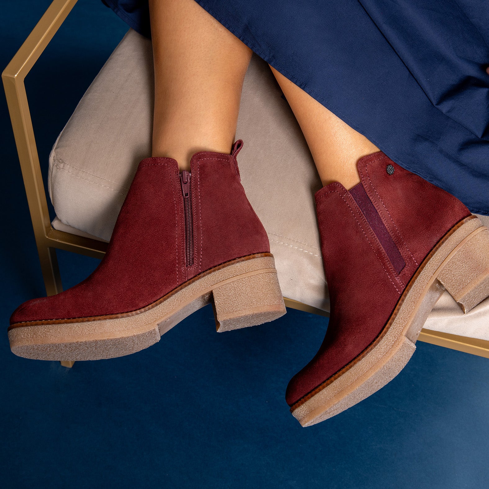 SWING - Botines casual de ante hidrófugo BEIGE