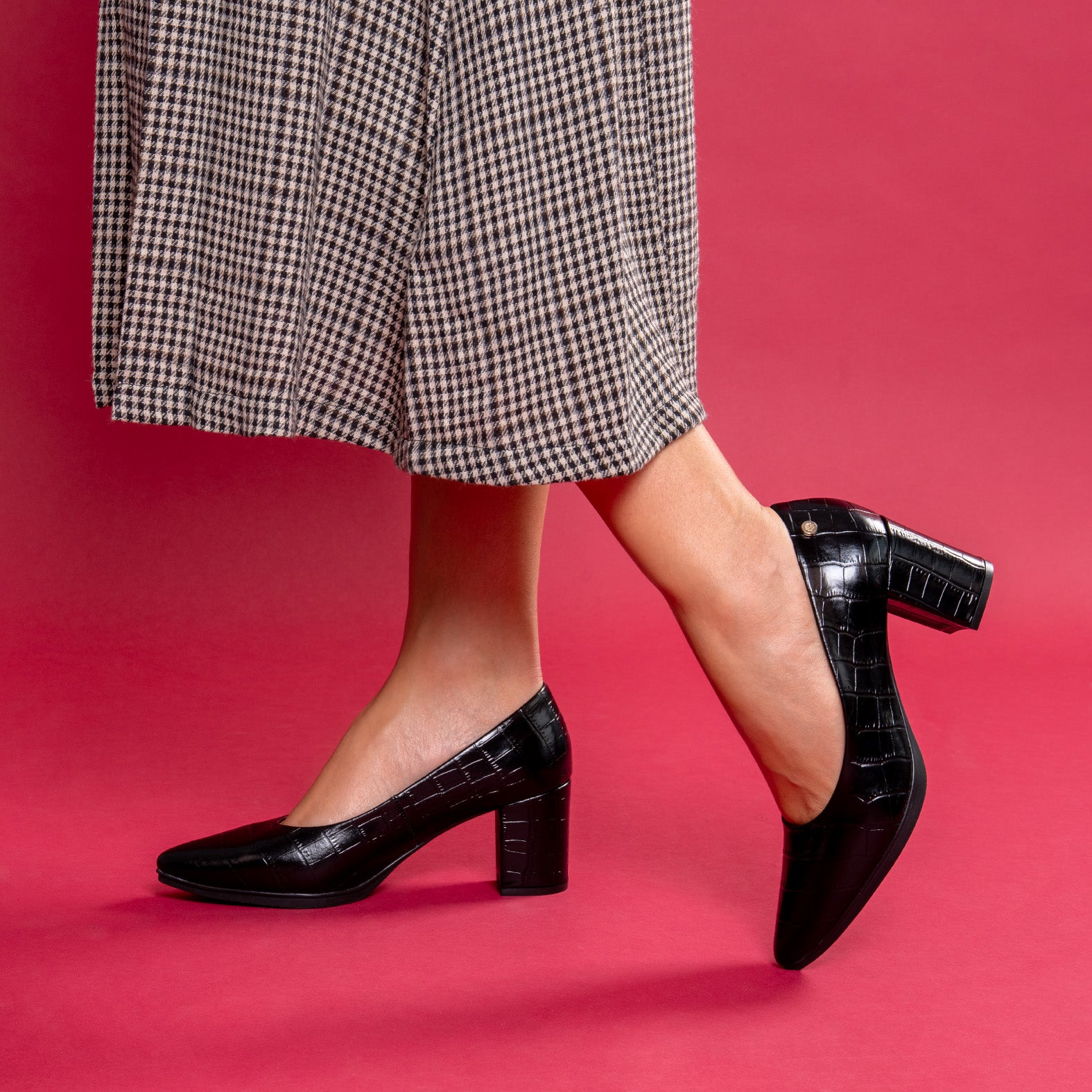 URBAN SAUVAGE S - Zapatos de tacón alto con textura napa grabada en coco NEGRO