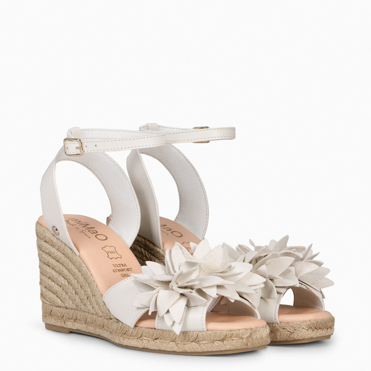 ZAHARA – WHITE espadrilles with flower details