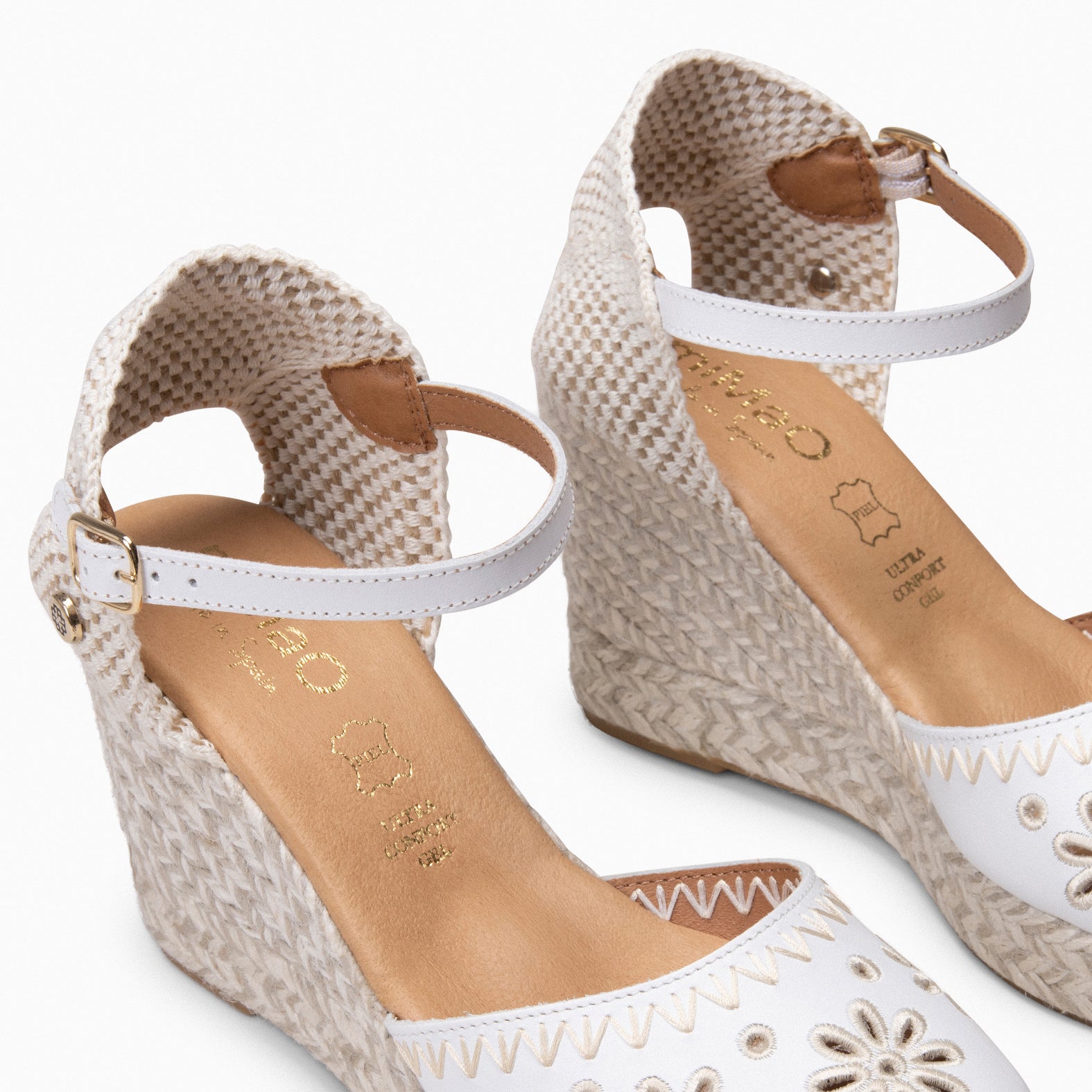 CASARES – Espadrilles en cuir brodé BLANC