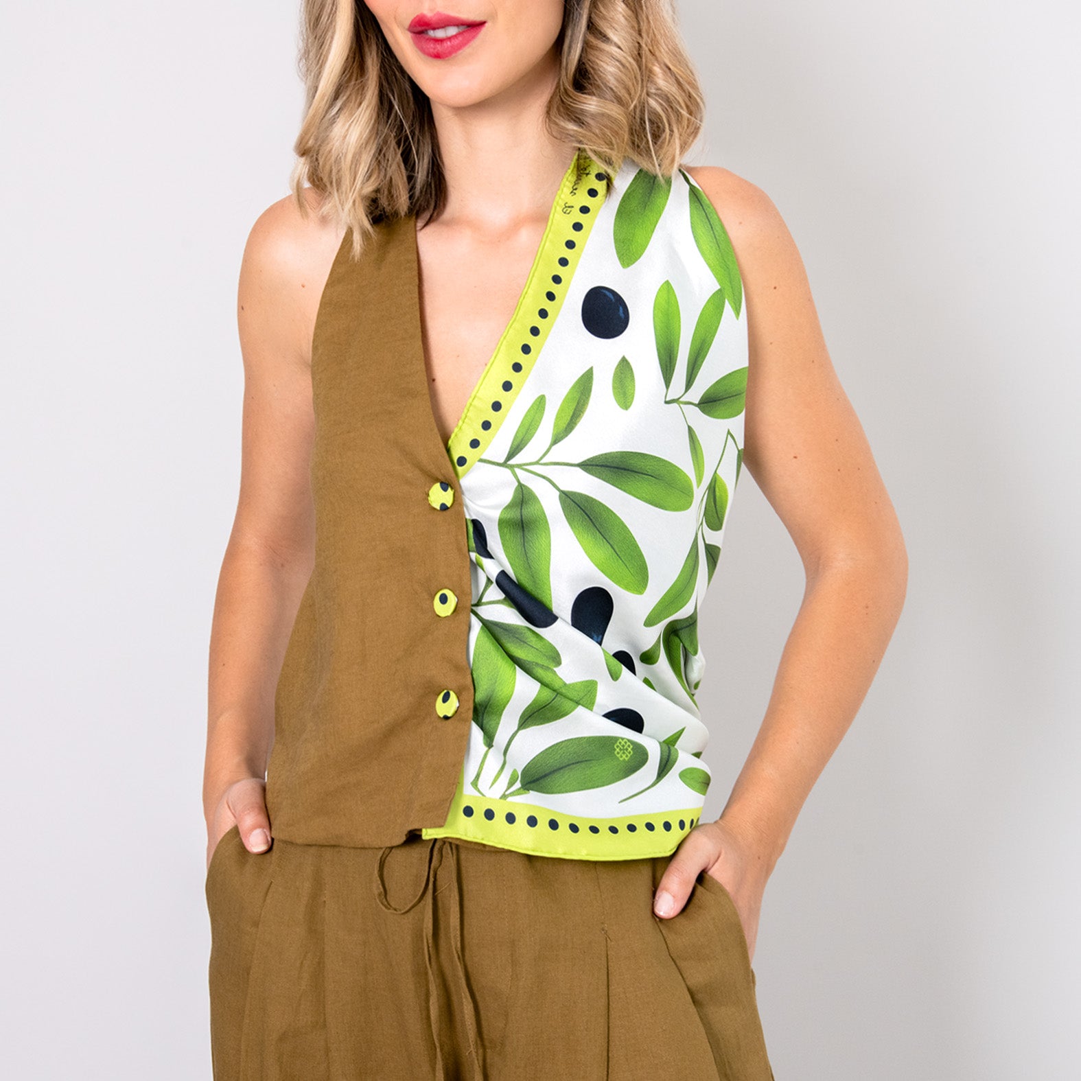 OLIVE - 100% natural silk scarf