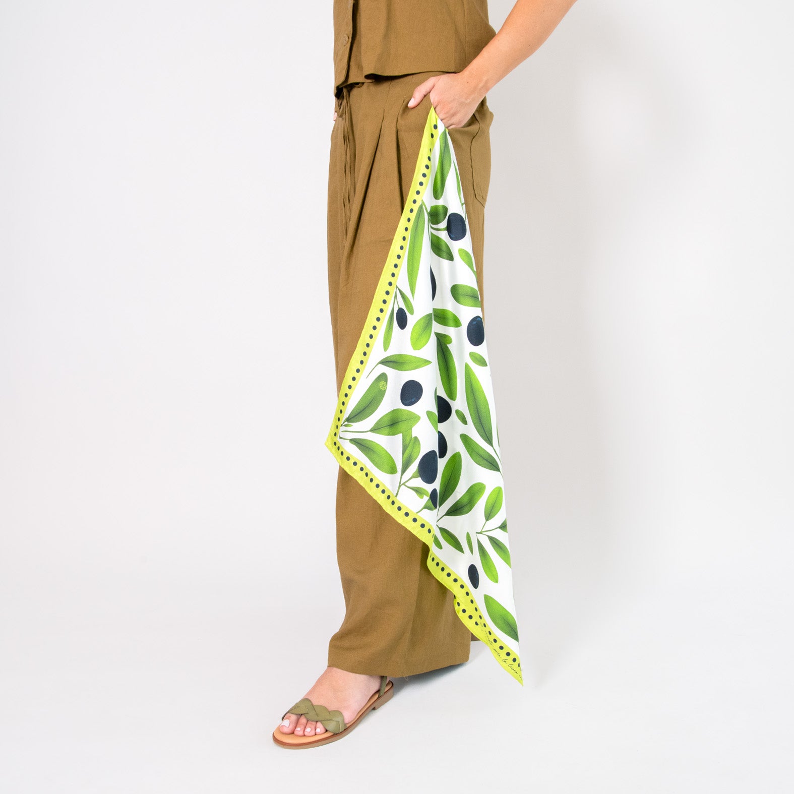 OLIVE - 100% natural silk scarf