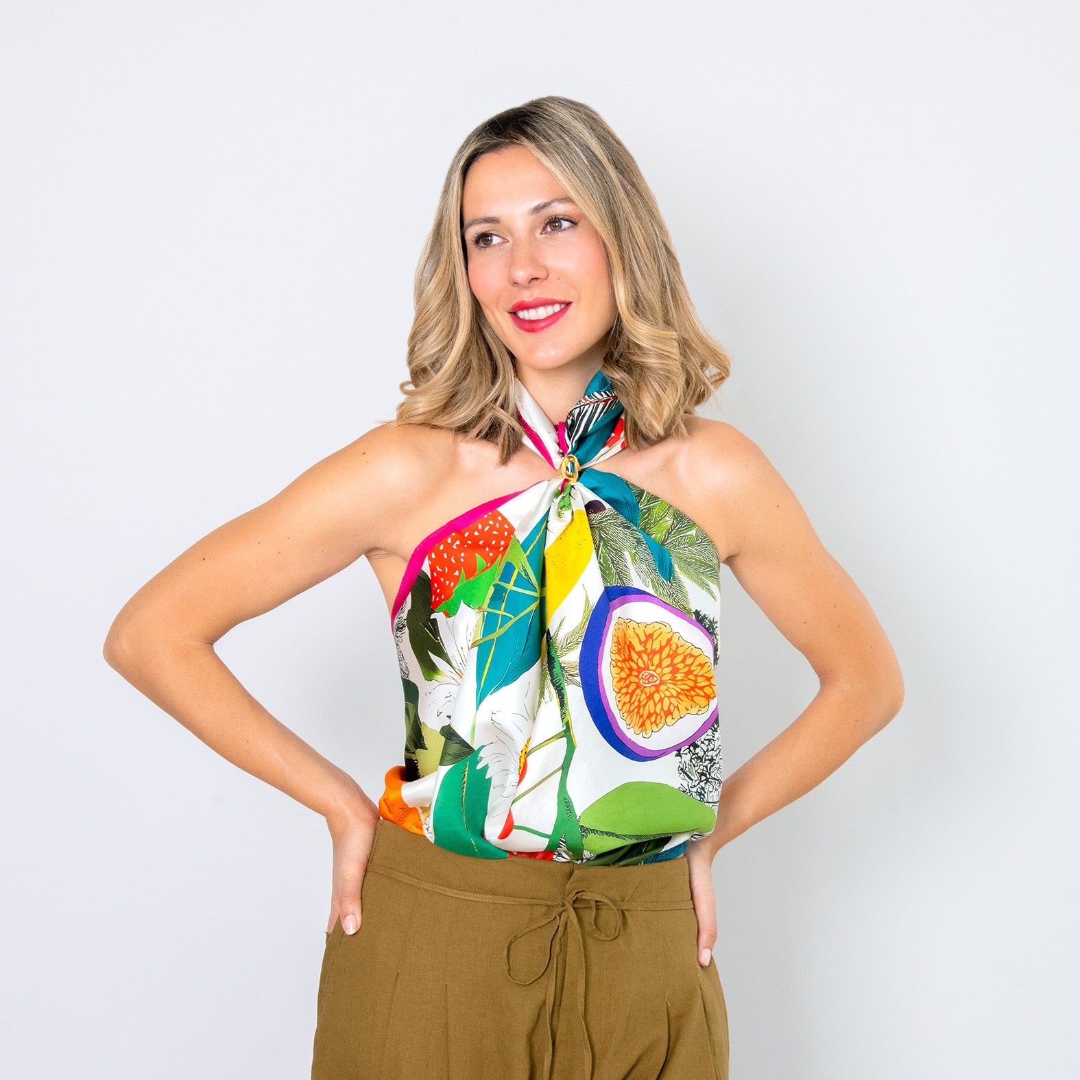 TROPICAL - 100% natural silk scarf