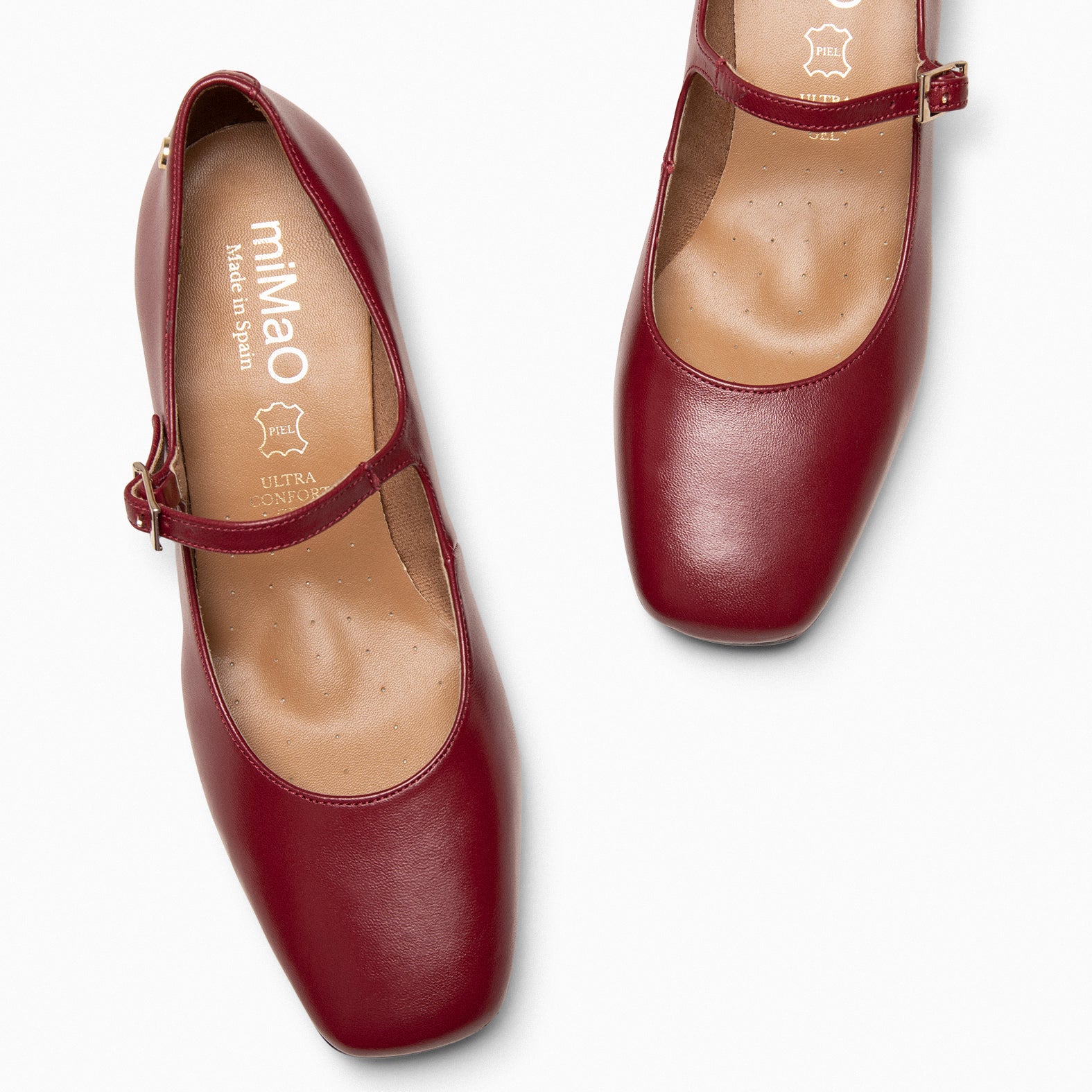 BELLA – BURGUNDY suede leather mary-jane shoes