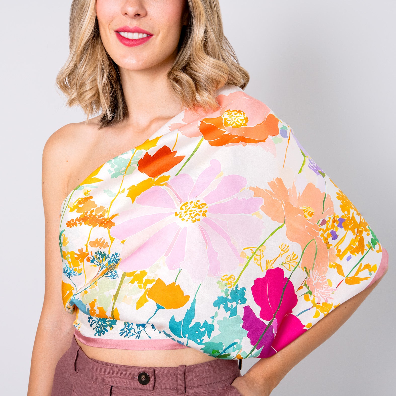 BOUQUET - 100% natural silk scarf
