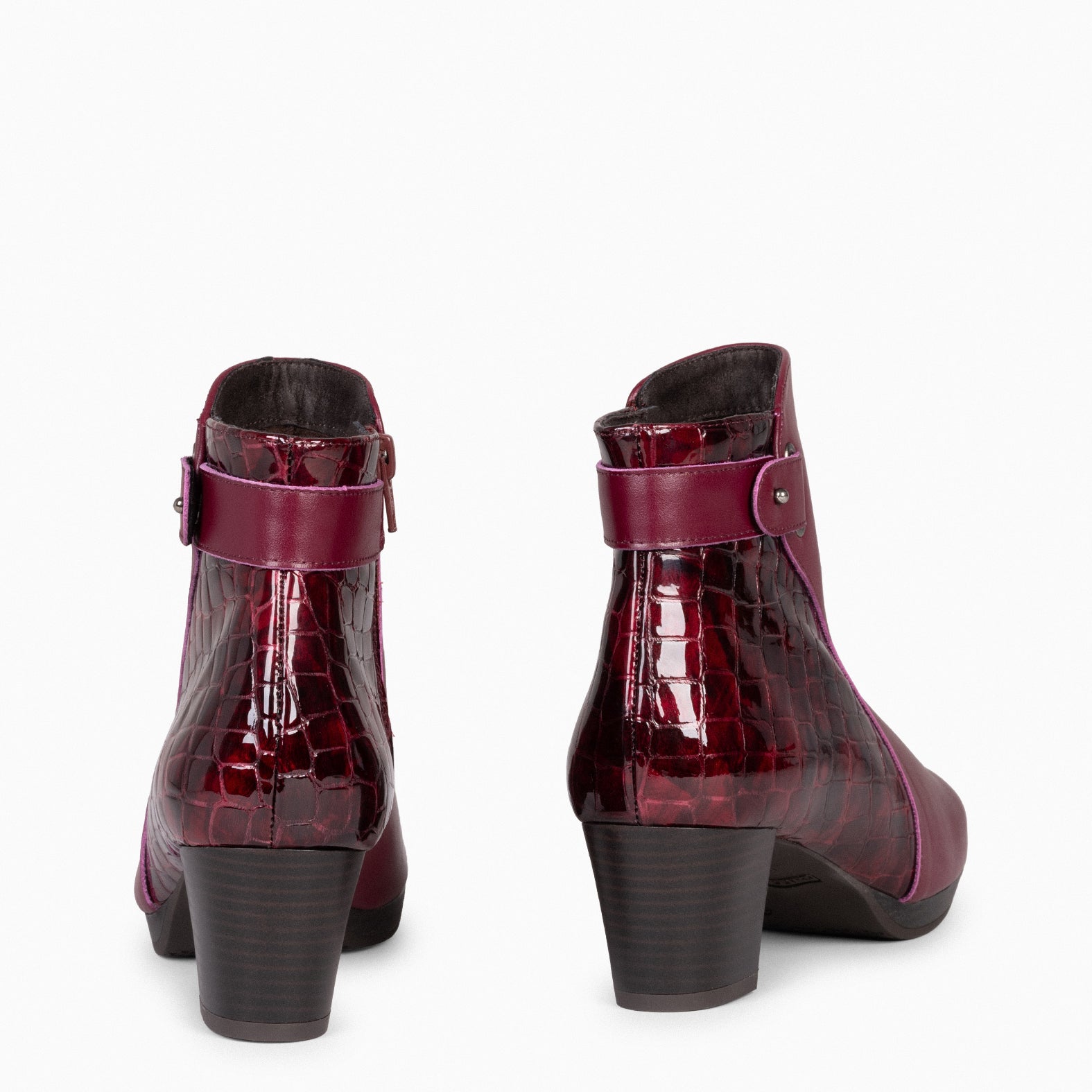 LENA – Bottines bout rond pour femme BORDEAUX