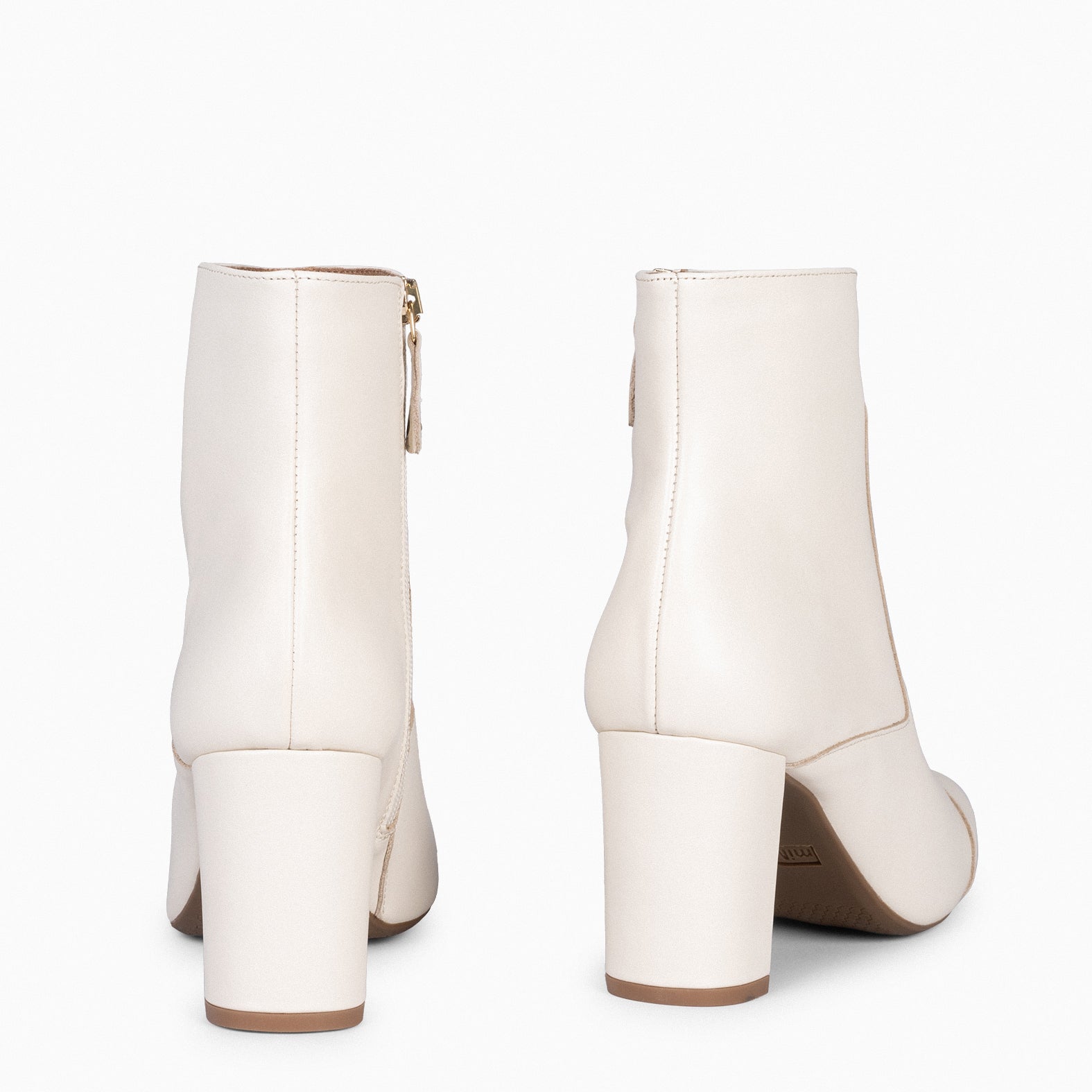 VARENNA - Botín de napa con cremallera para mujer BEIGE