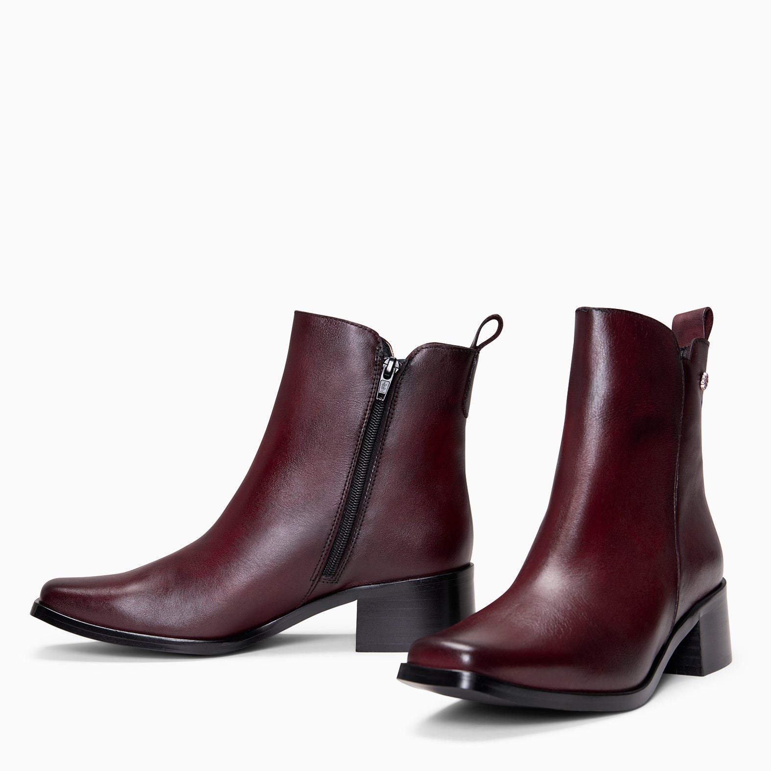 BERLIN - Botines bajos de mujer de piel BURDEOS