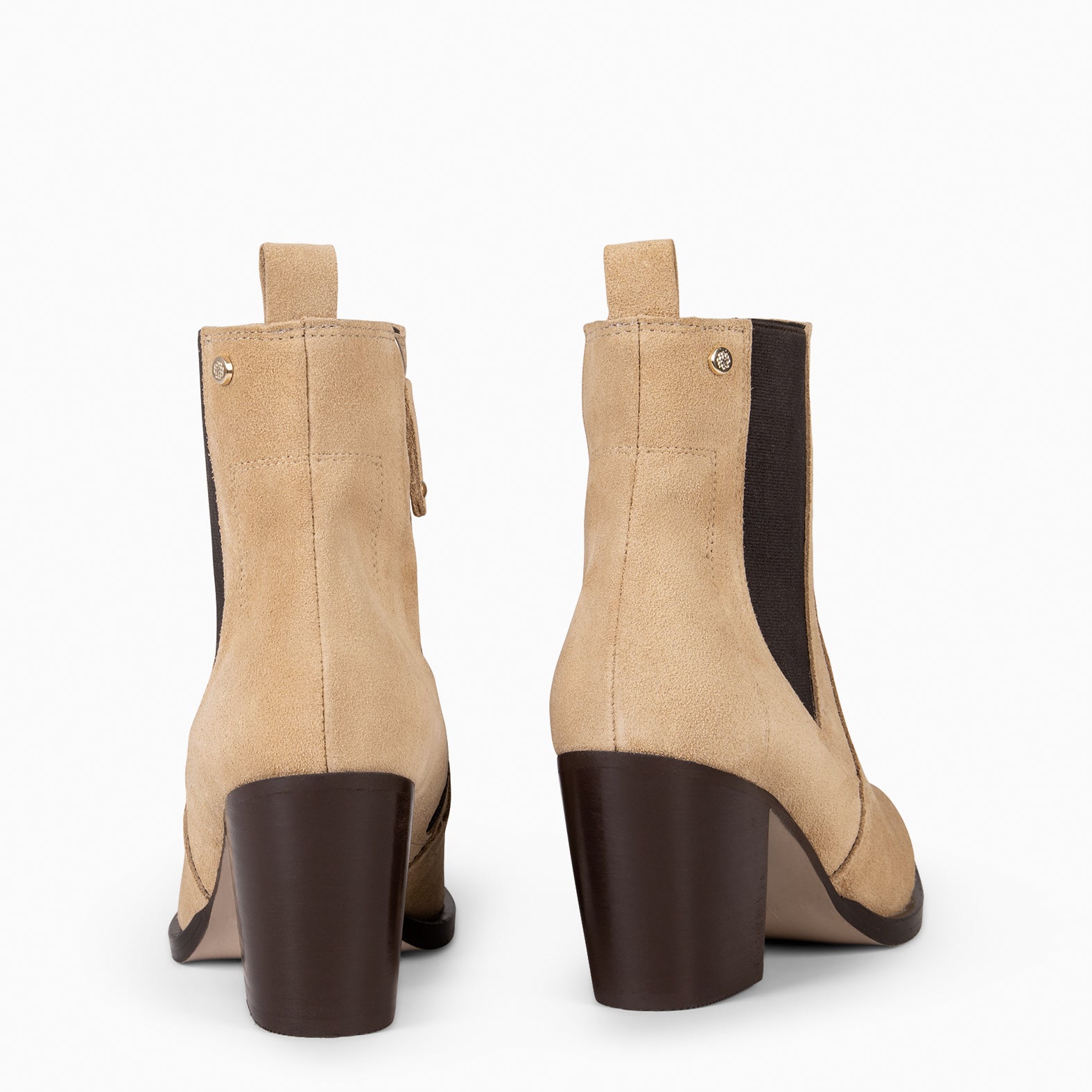 AMBER – Bottines à talon type Chelsea BEIGE