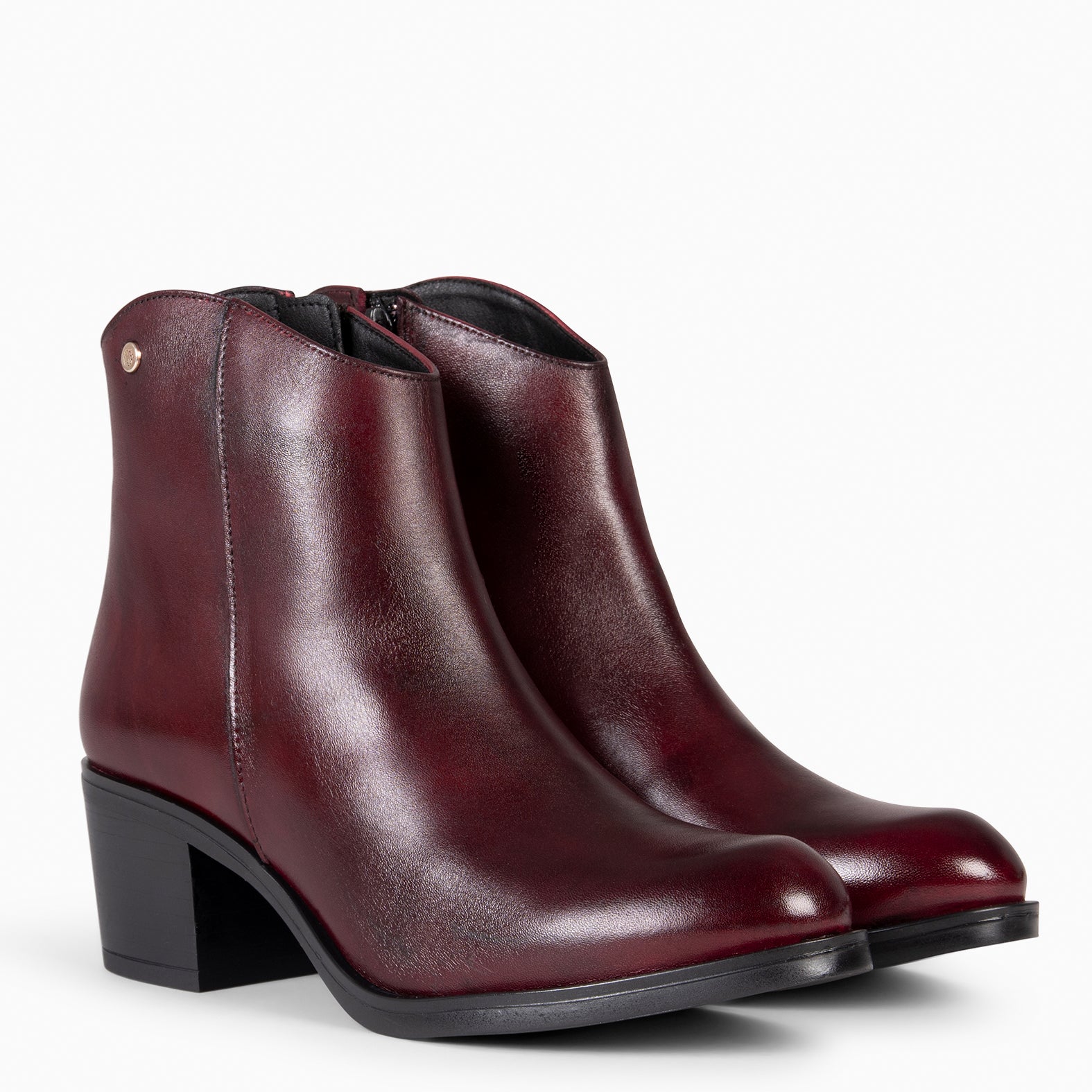 PRESTON – BURGUNDY Booties with wide heel