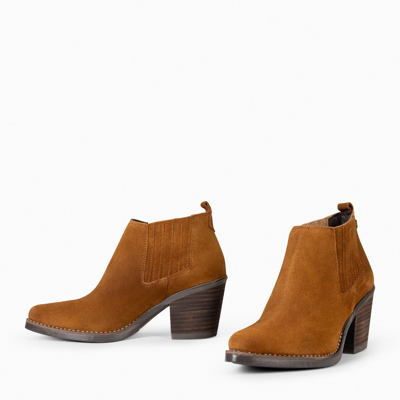 ALABAMA - Bottines cowboy pour femme en daim CAMEL