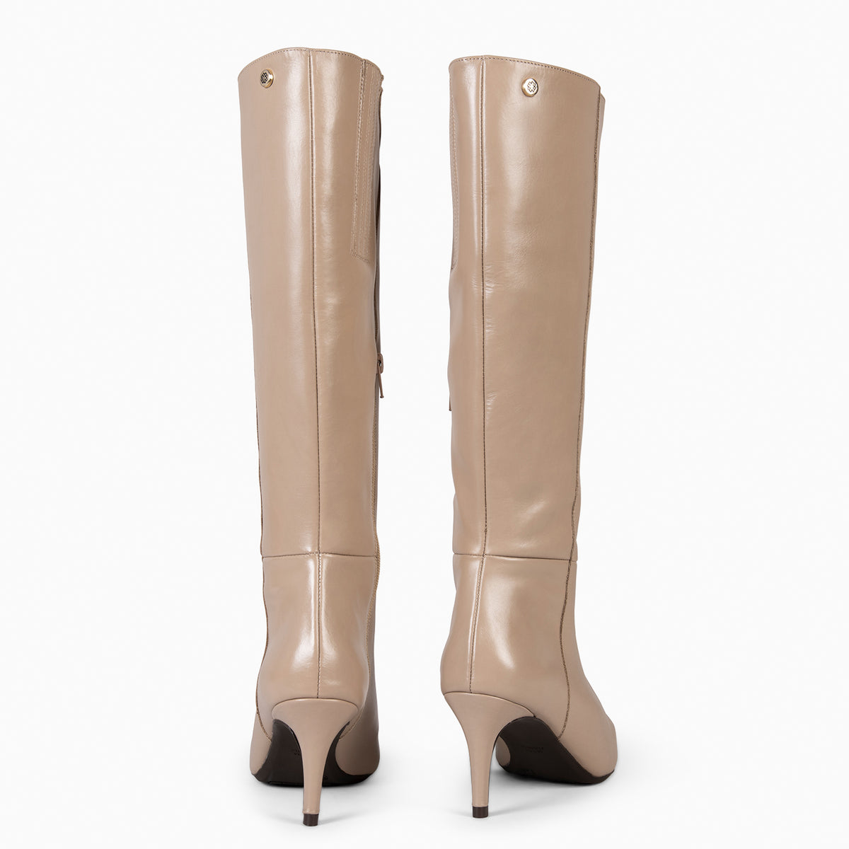 MANHATTAN – TAUPE Leather boots with thin heel