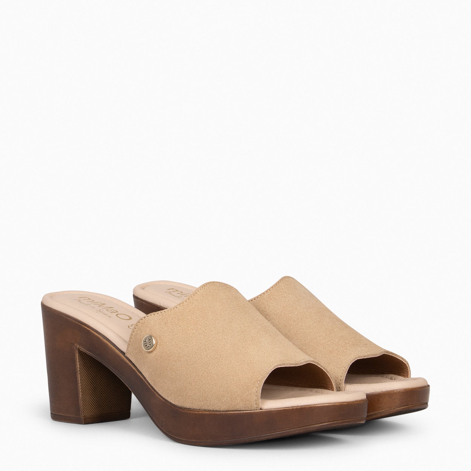 ADELA – Sabots en daim BEIGE à bout ouvert