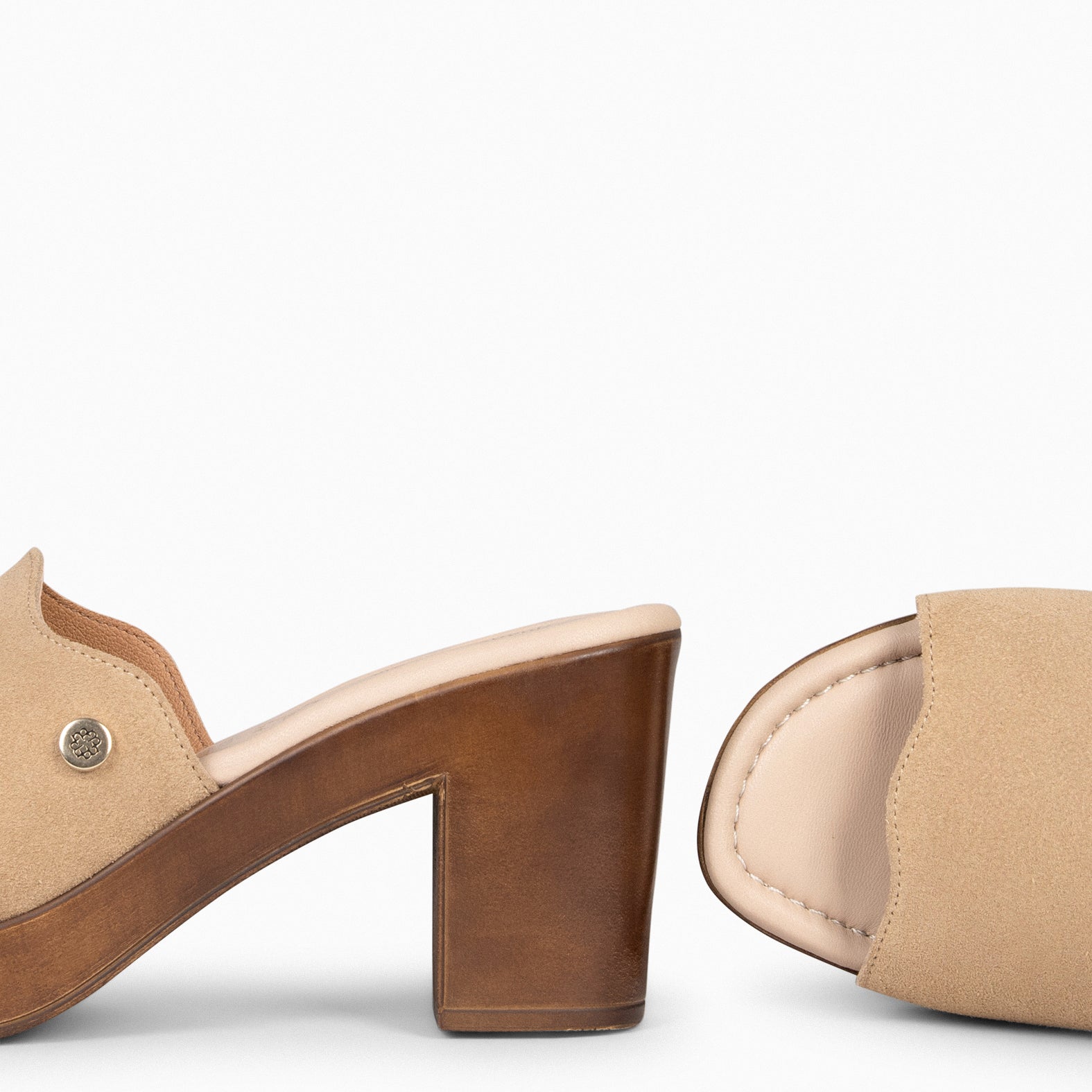 ADELA – Sabots en daim BEIGE à bout ouvert