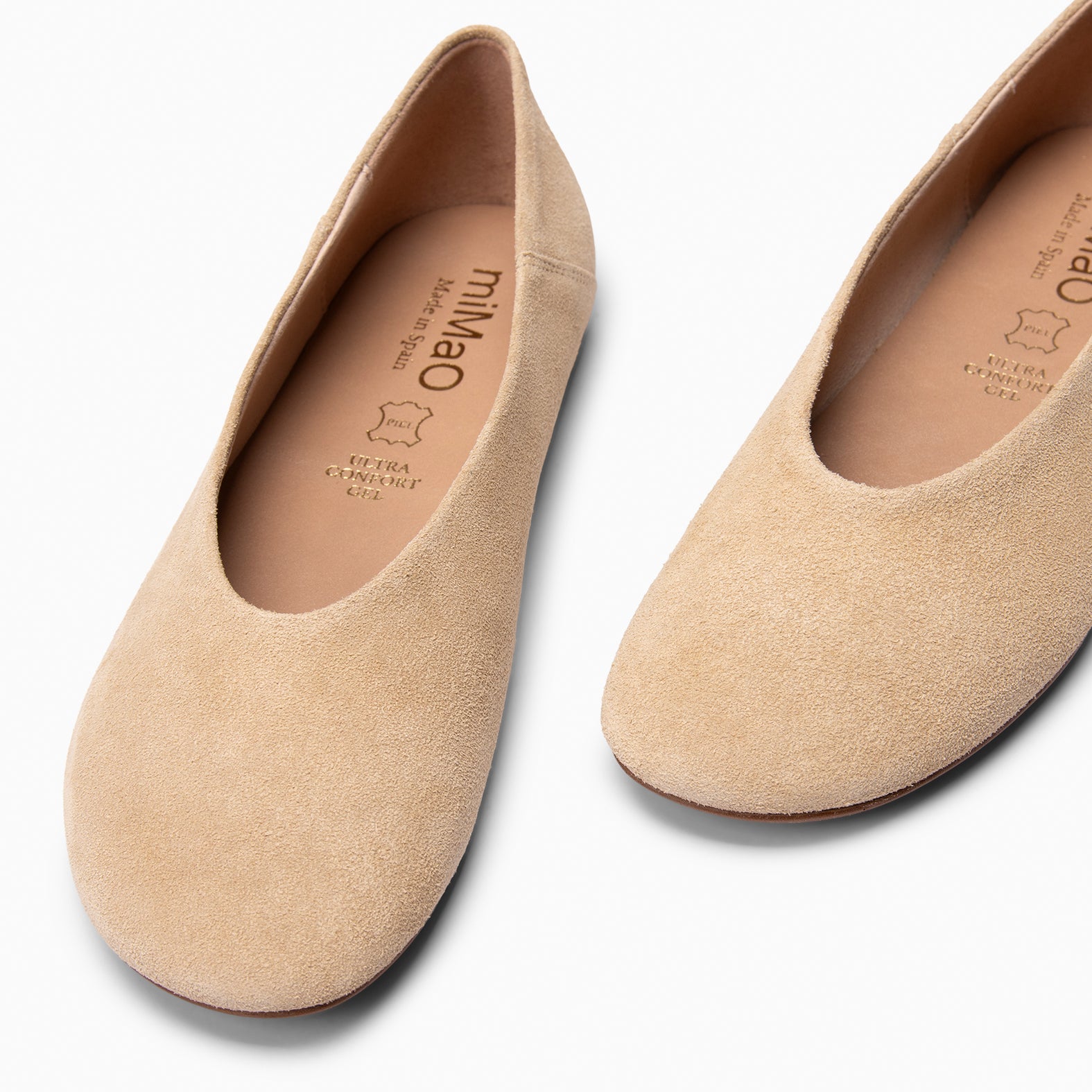 BOREAL - BIEGE Suede leather ballerinas