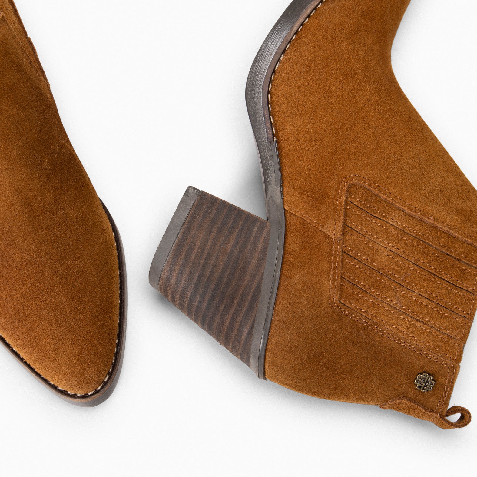 ALABAMA - Bottines cowboy pour femme en daim CAMEL