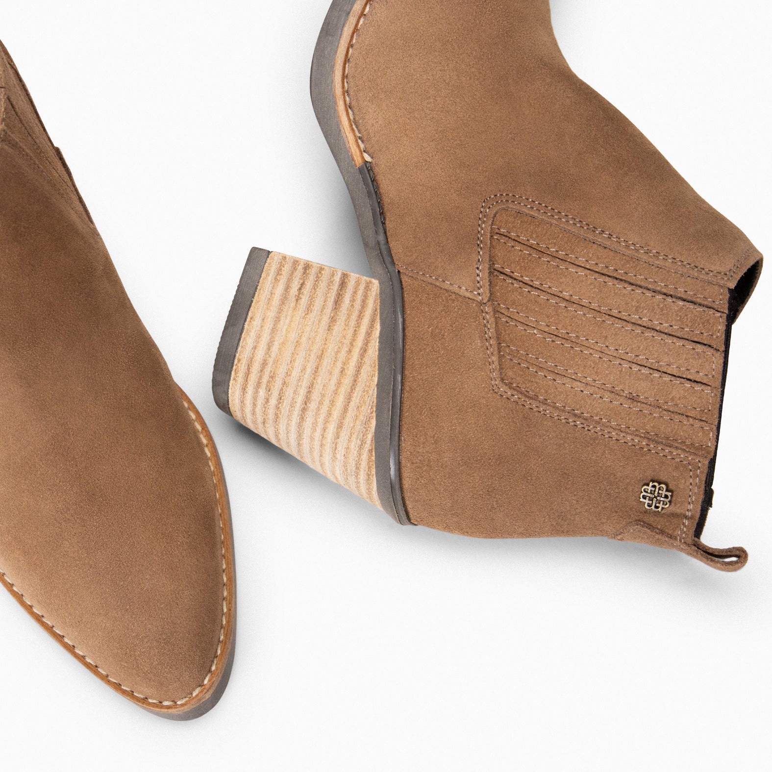 ALABAMA - Bottines cowboy pour femme en daim TAUPE