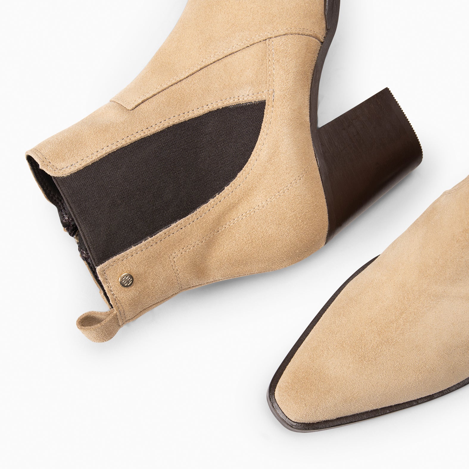 AMBER – Bottines à talon type Chelsea BEIGE
