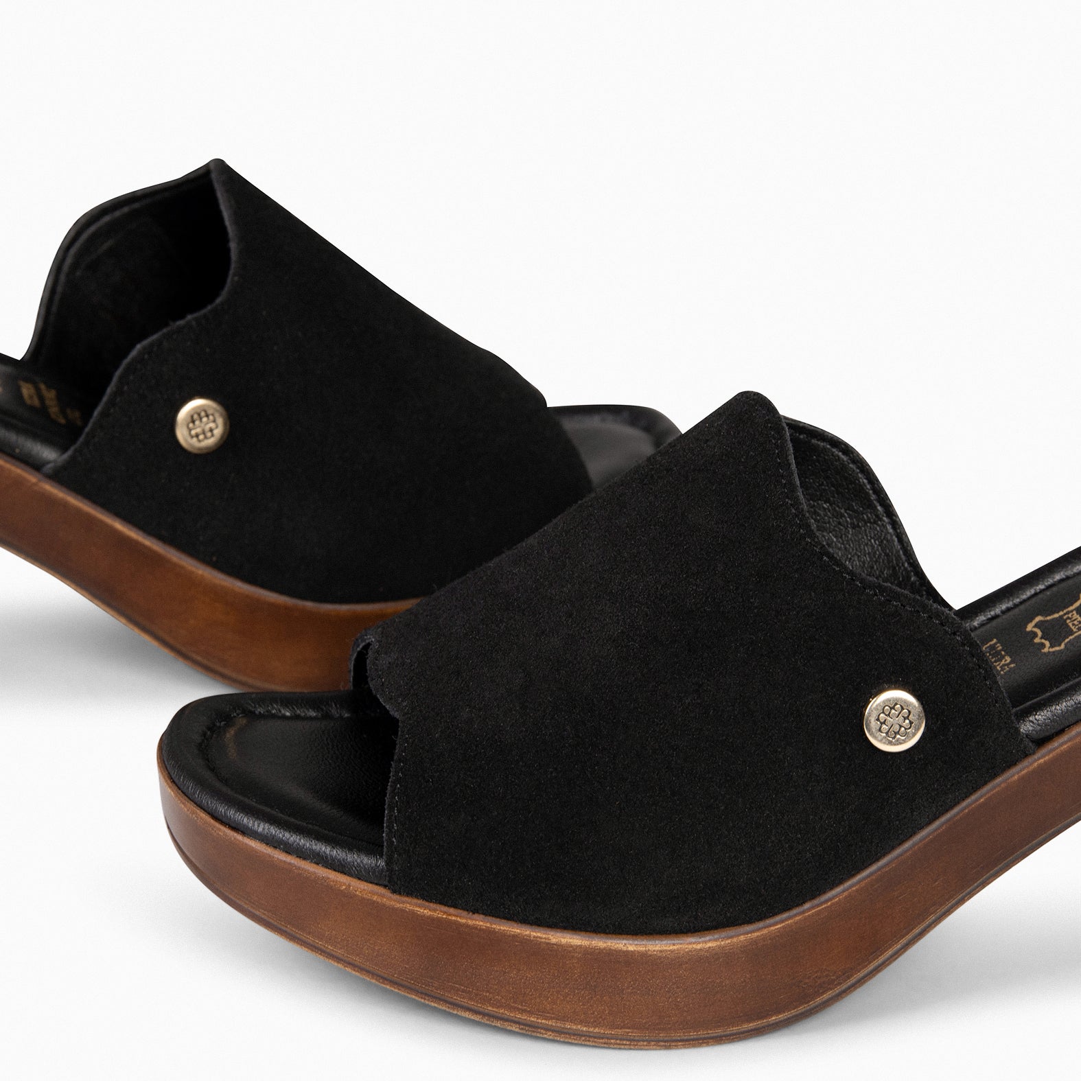 ADELA – Sabots en daim NOIR à bout ouvert