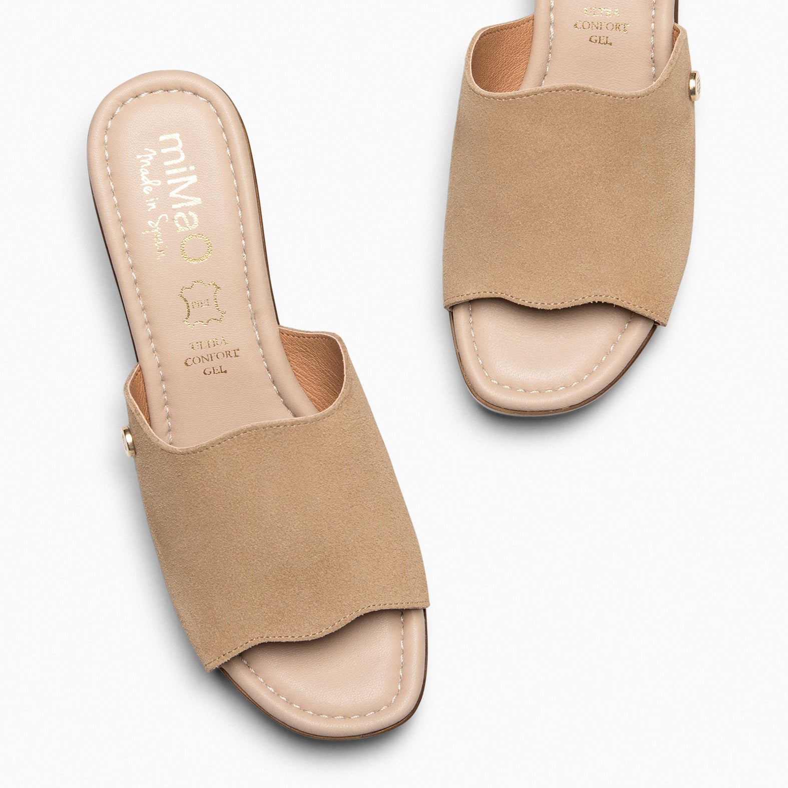 ADELA – Sabots en daim BEIGE à bout ouvert